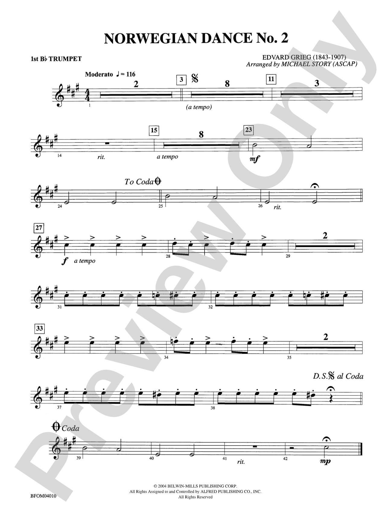 Norwegian Dance No. 2: 1st B-flat Trumpet