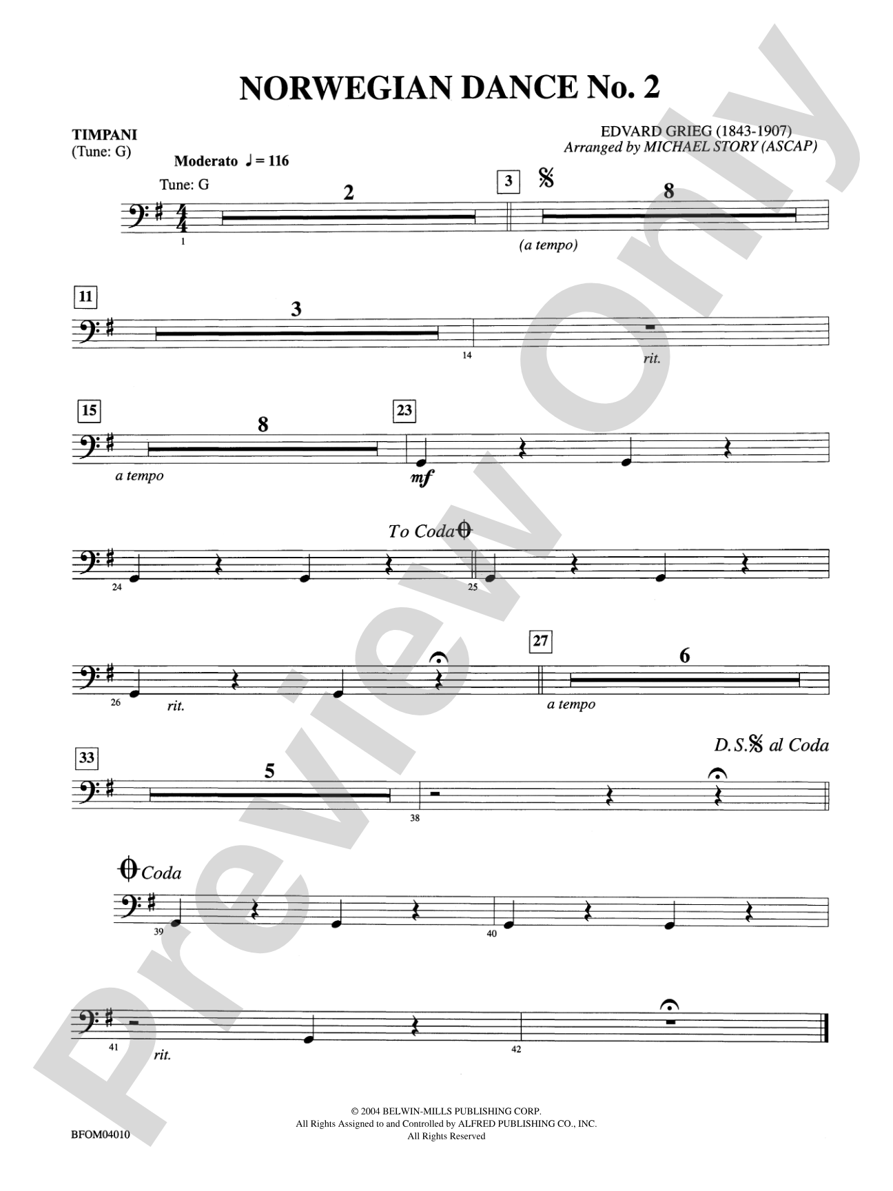 Norwegian Dance No. 2: Timpani