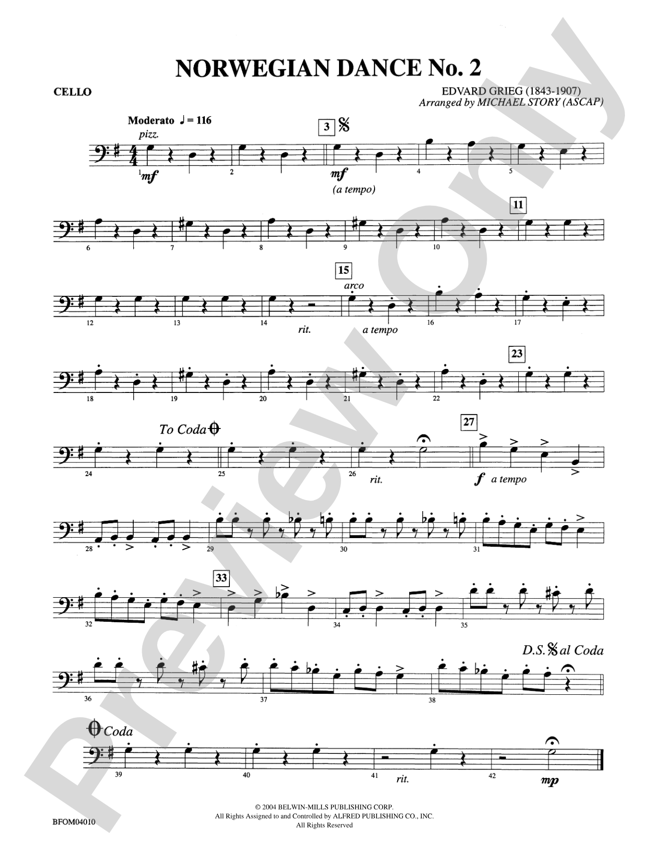Norwegian Dance No. 2: Cello