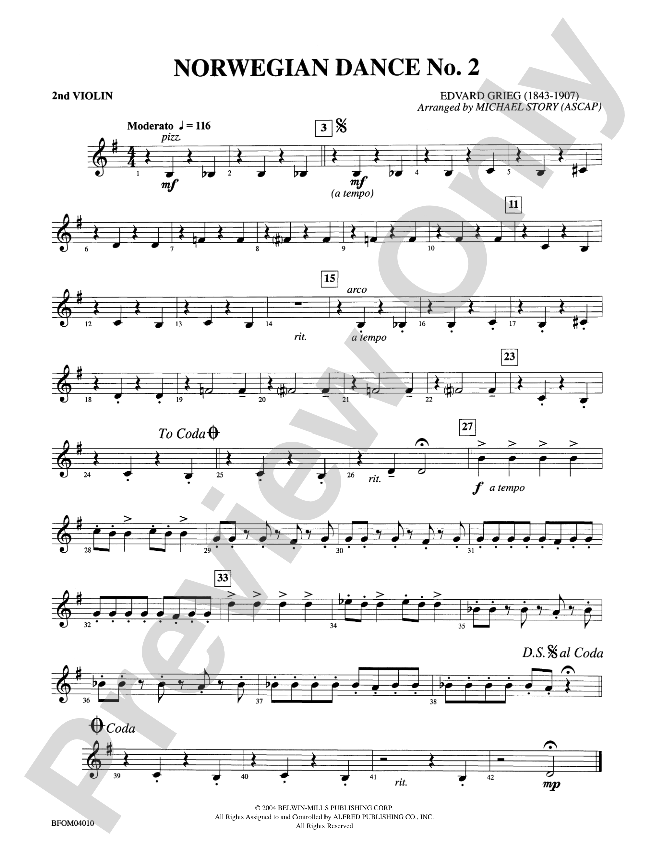 Norwegian Dance No. 2: 2nd Violin