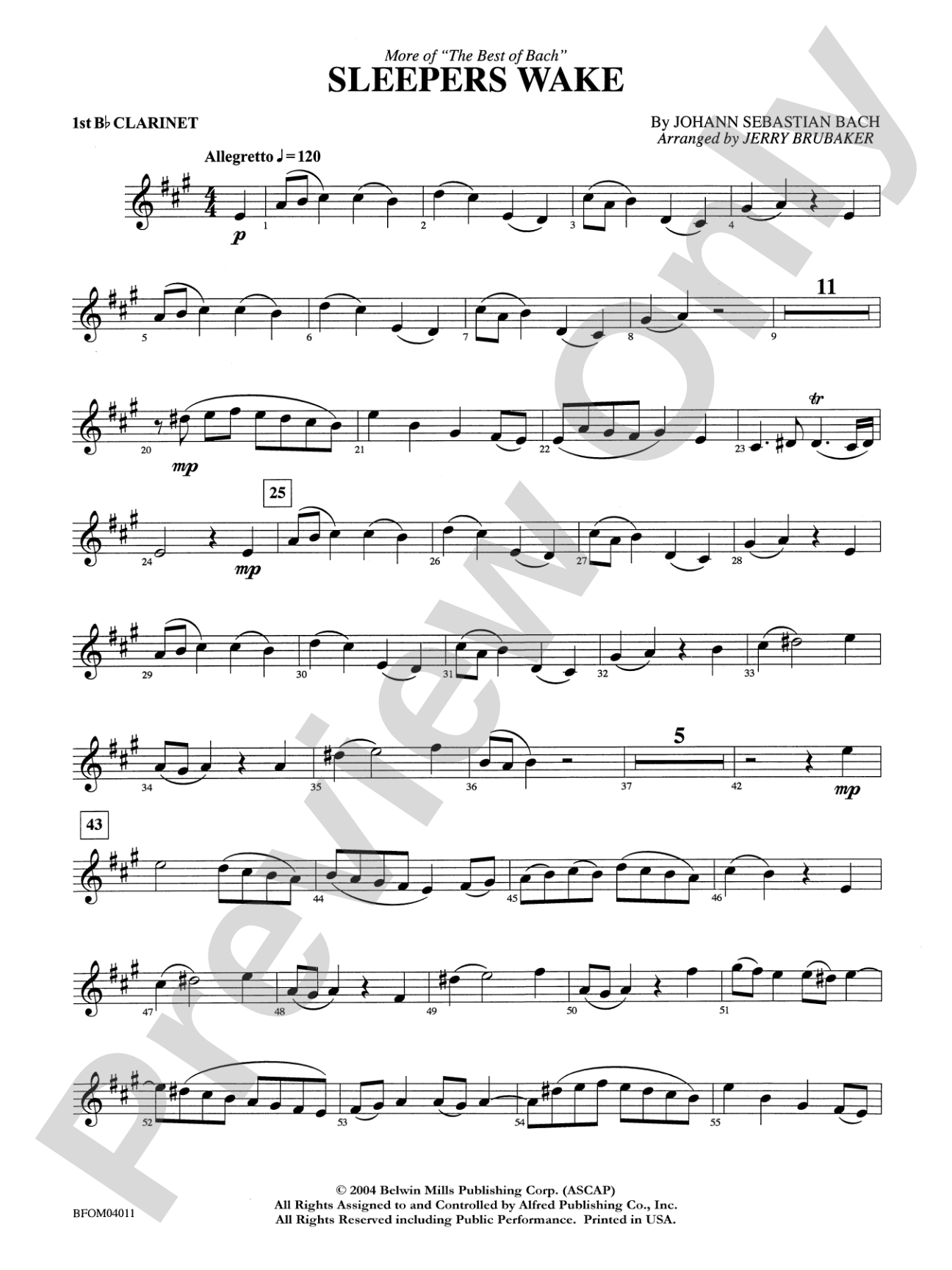 Sleepers Wake (More of the Best of Bach): 1st B-flat Clarinet