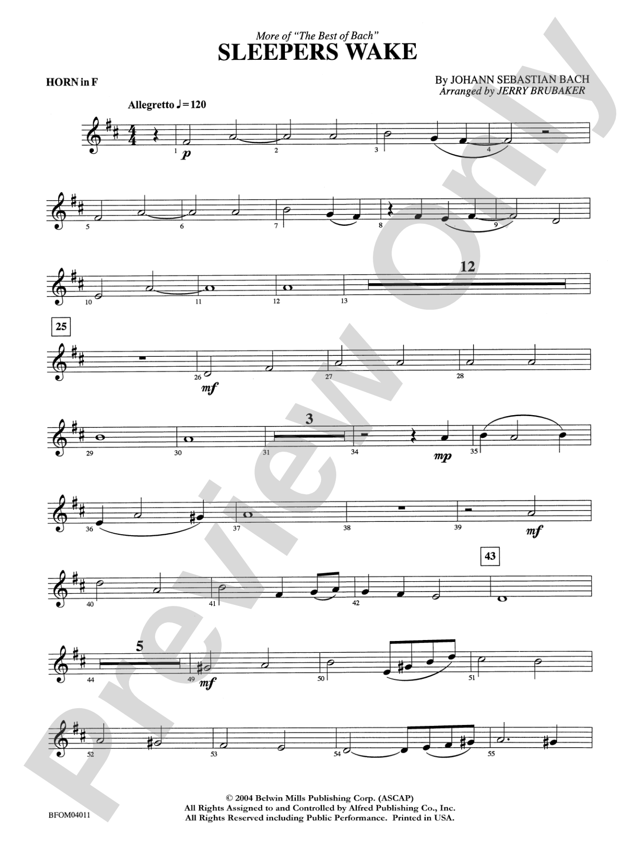 Sleepers Wake (More of the Best of Bach): 1st F Horn
