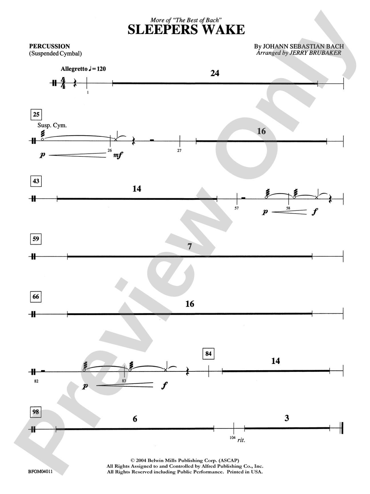 Sleepers Wake (More of the Best of Bach): 1st Percussion