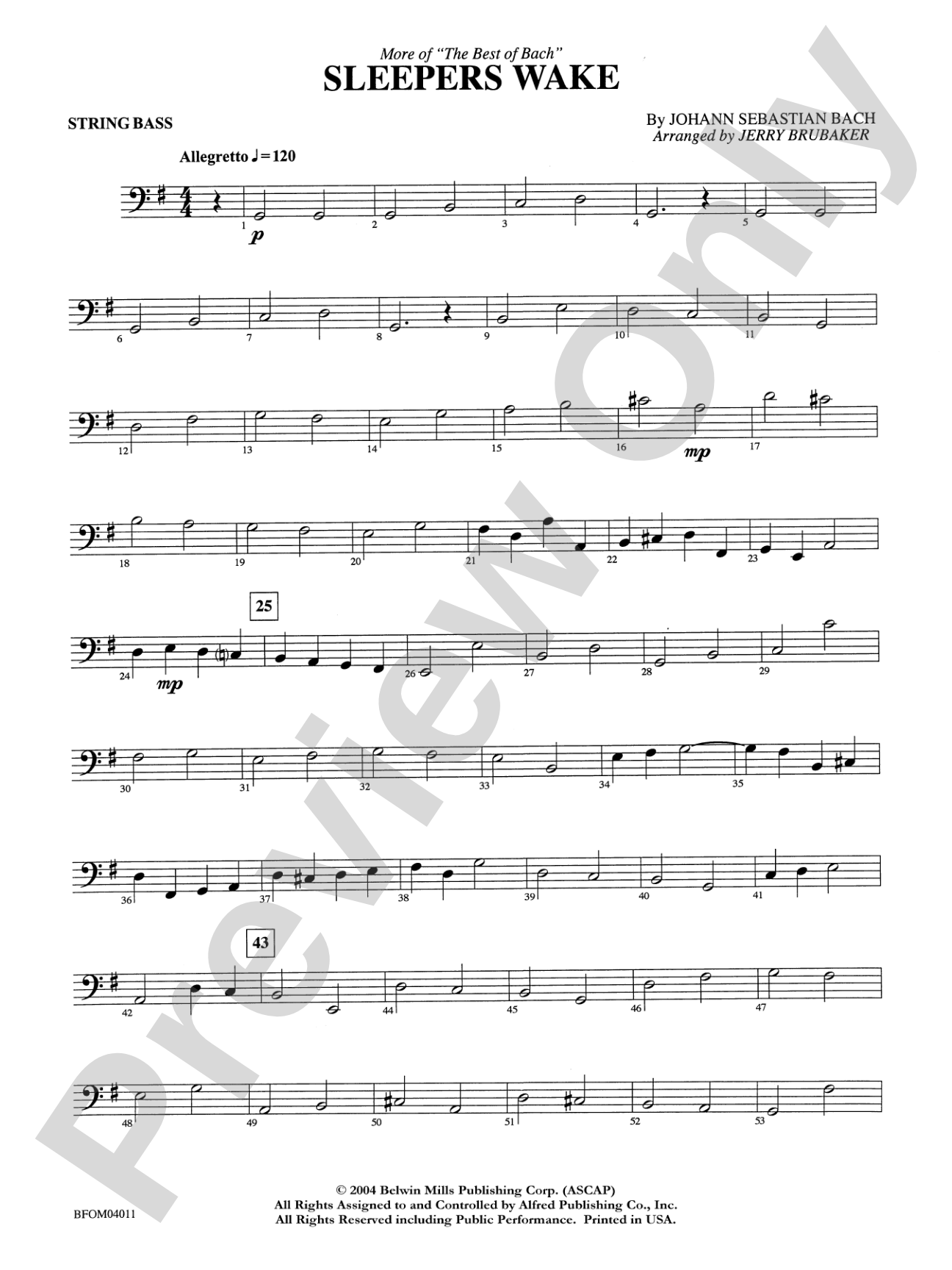 Sleepers Wake (More of the Best of Bach): String Bass