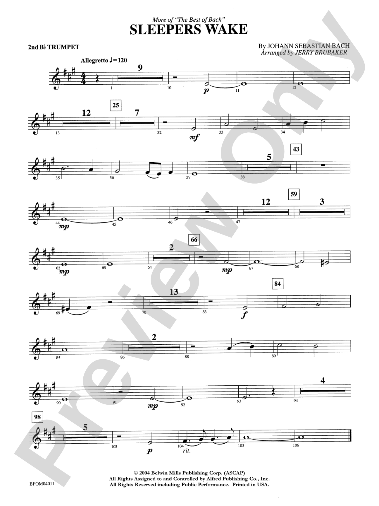 Sleepers Wake (More of the Best of Bach): 2nd B-flat Trumpet
