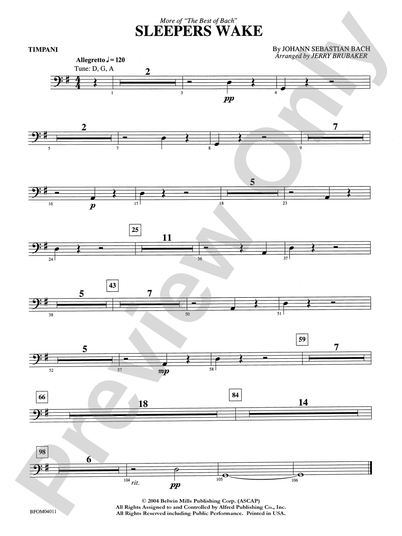 Sleepers Wake (More of the Best of Bach): Timpani