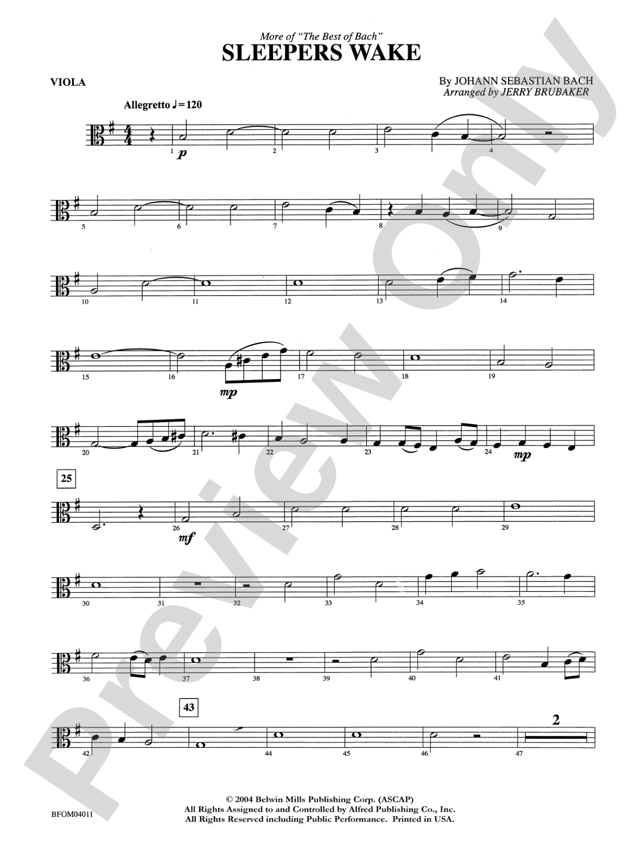 Sleepers Wake (More of the Best of Bach): Viola