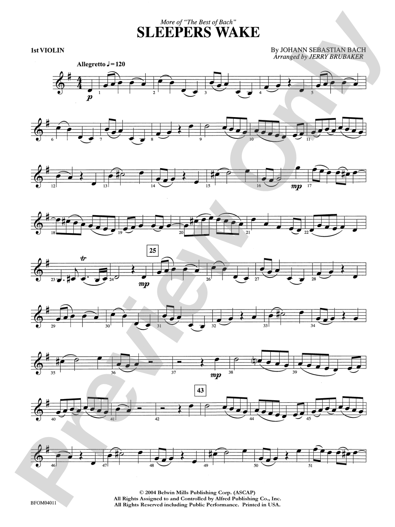 Sleepers Wake (More of the Best of Bach): 1st Violin