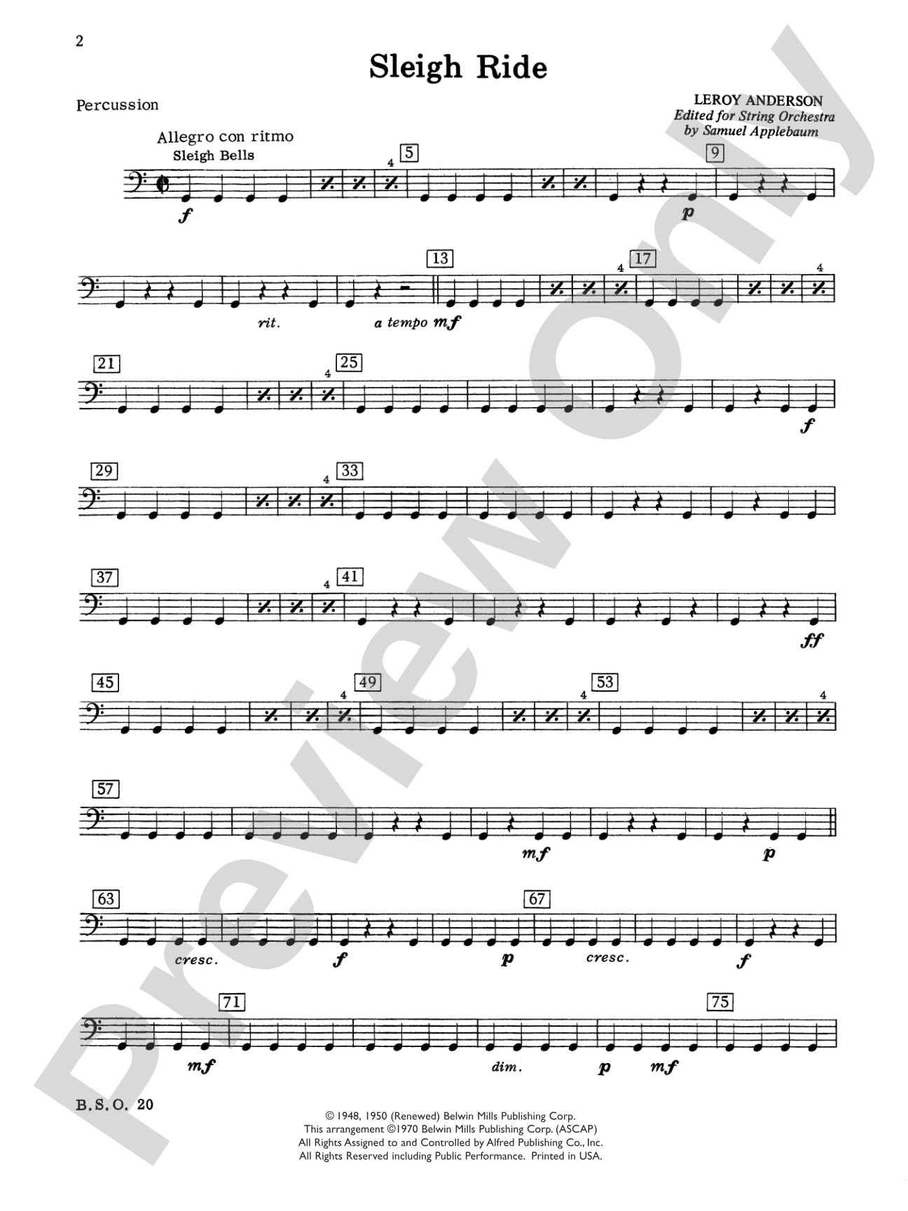 Sleigh Ride: 1st Percussion