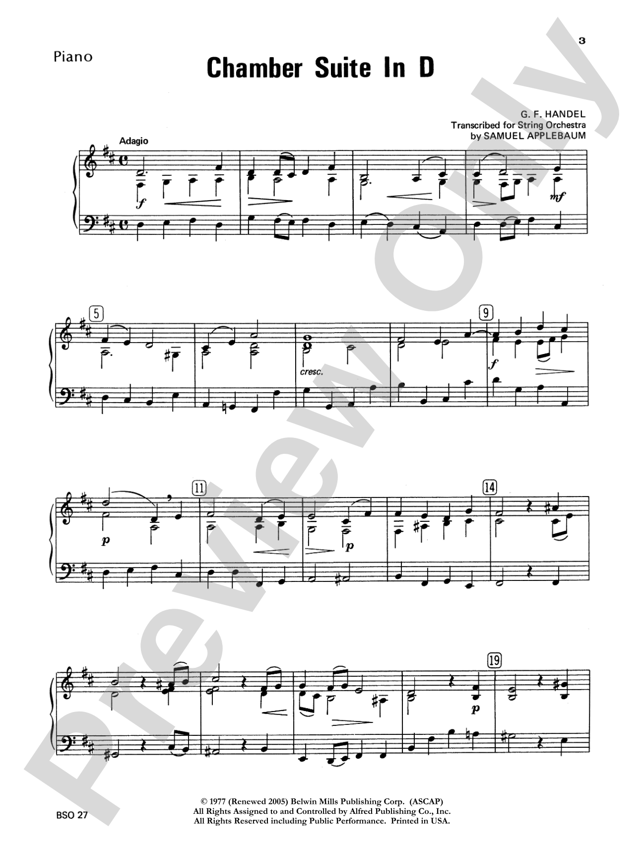 Chamber Suite in D: Piano Accompaniment