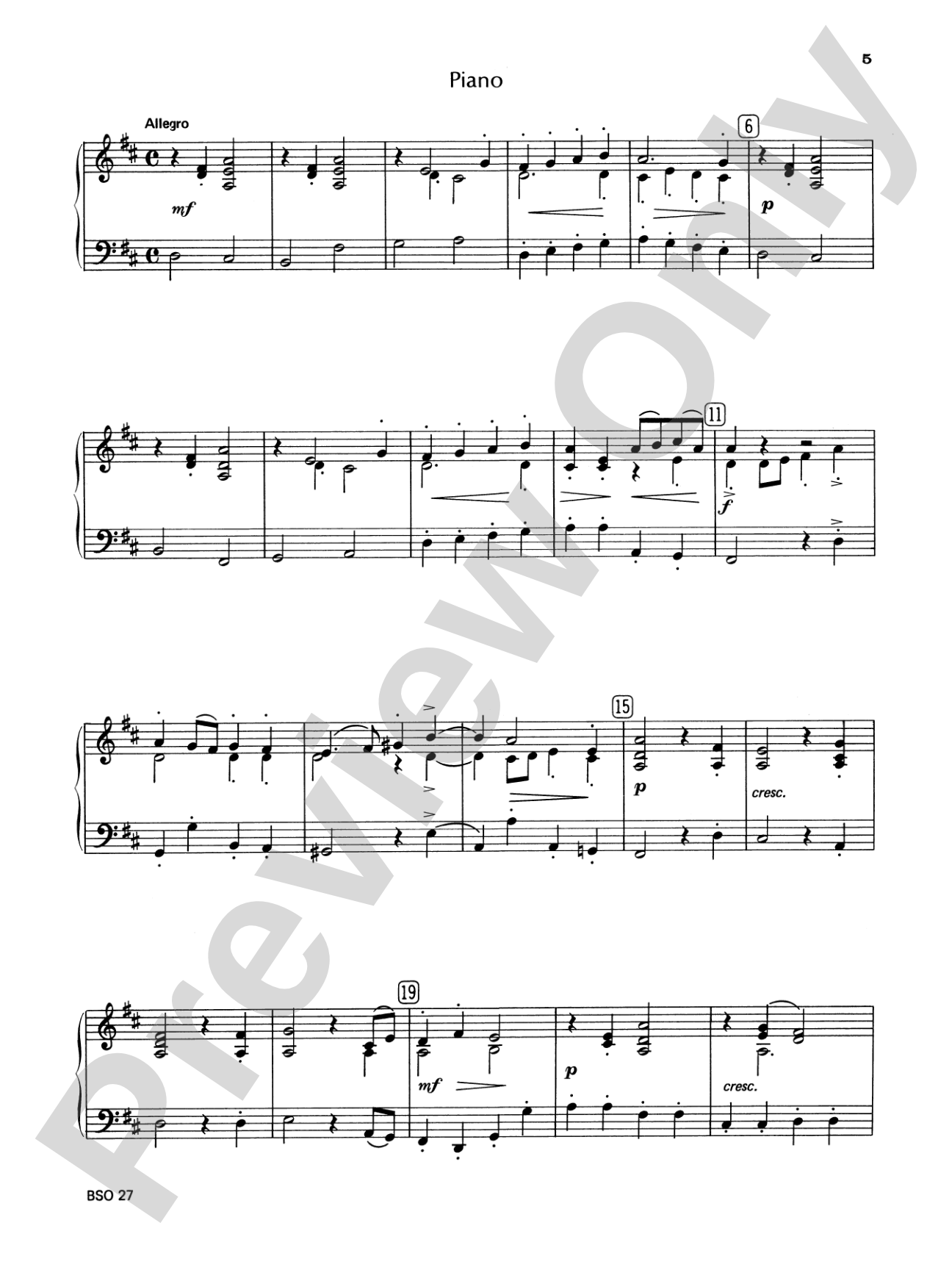 Chamber Suite in D: Piano Accompaniment
