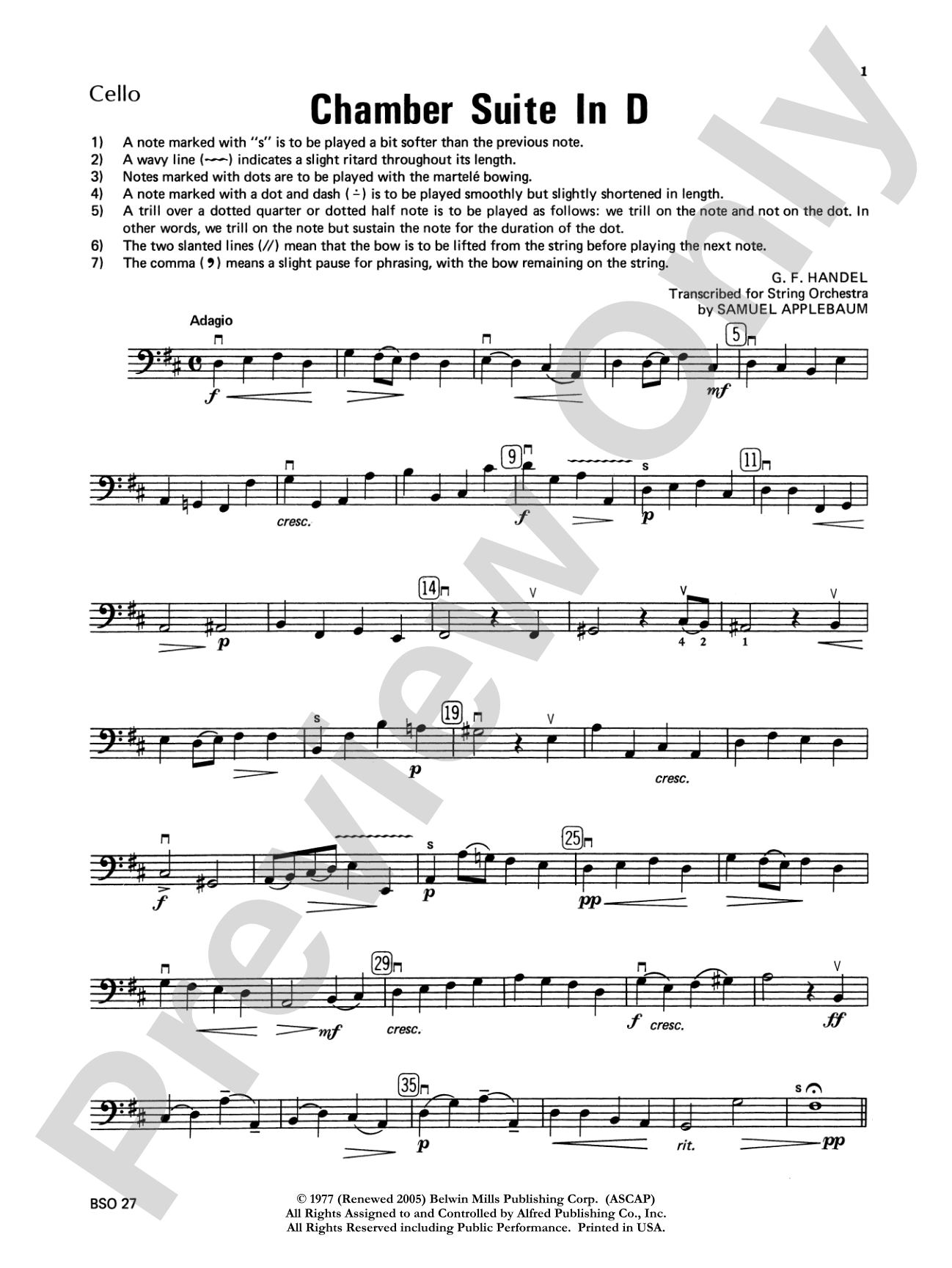 Chamber Suite in D: Cello