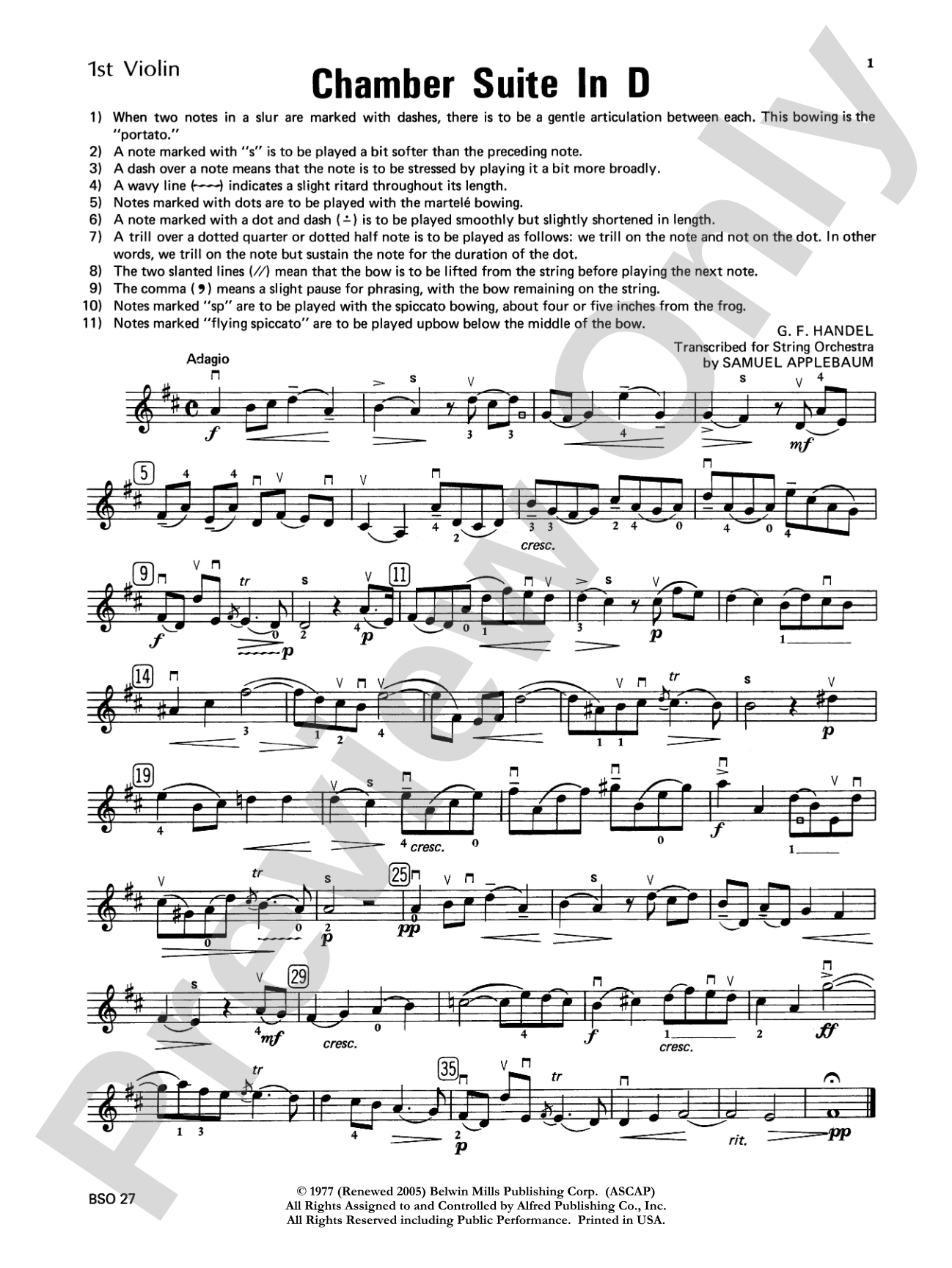 Chamber Suite in D: 1st Violin
