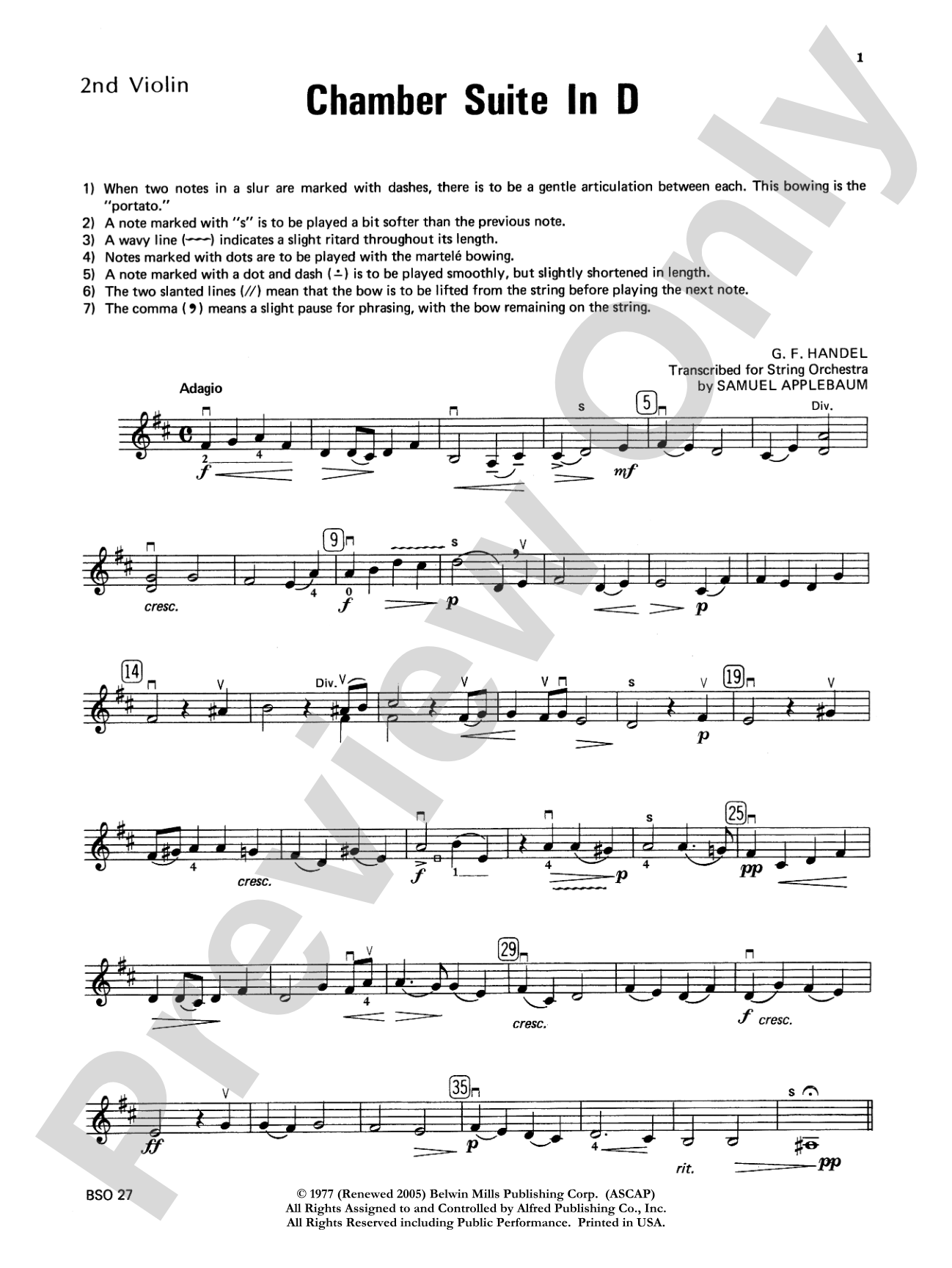 Chamber Suite in D: 2nd Violin
