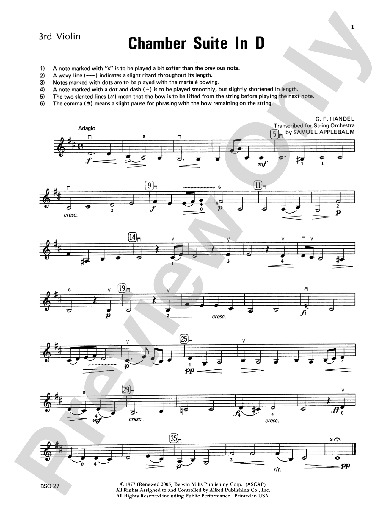 Chamber Suite in D: 3rd Violin (Viola [TC])