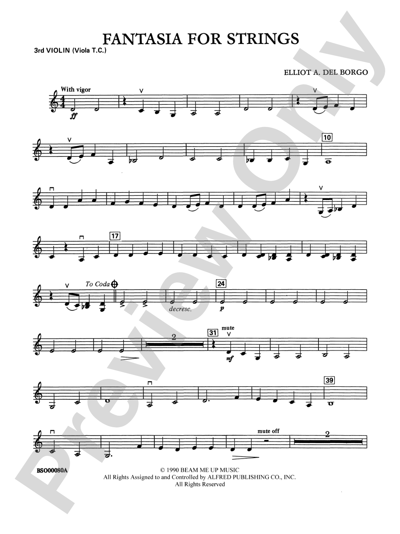 Fantasia for Strings: 3rd Violin (Viola [TC])