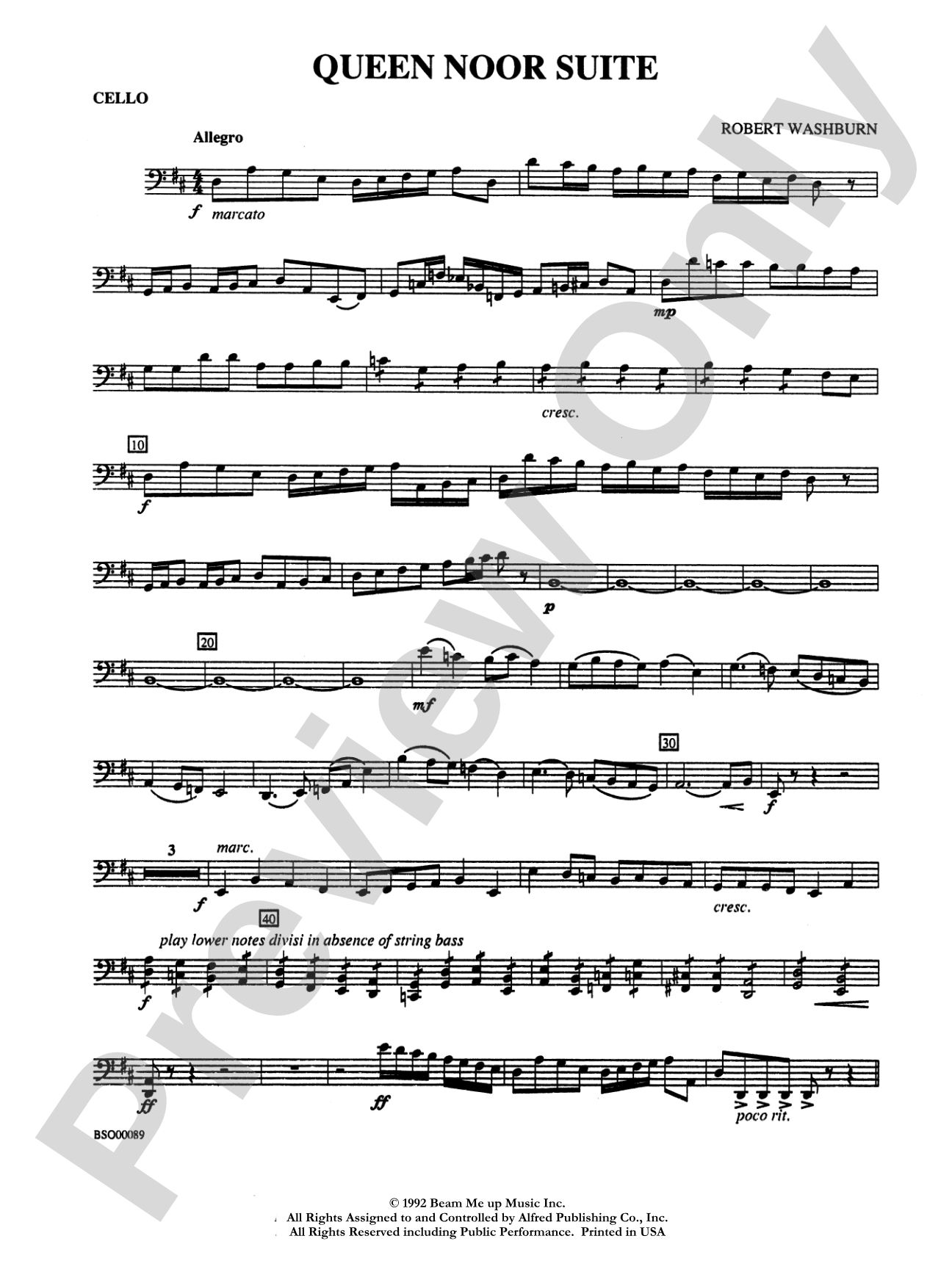 Queen Noor Suite: Cello