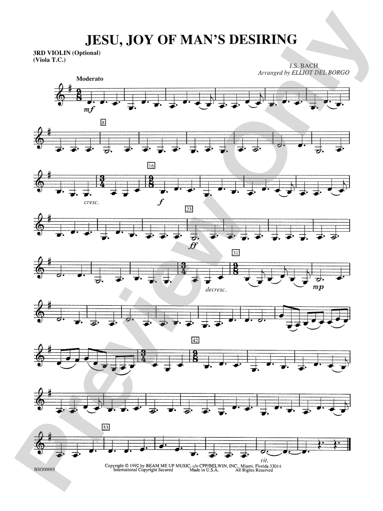 Jesu, Joy of Man's Desiring: 3rd Violin (Viola [TC])