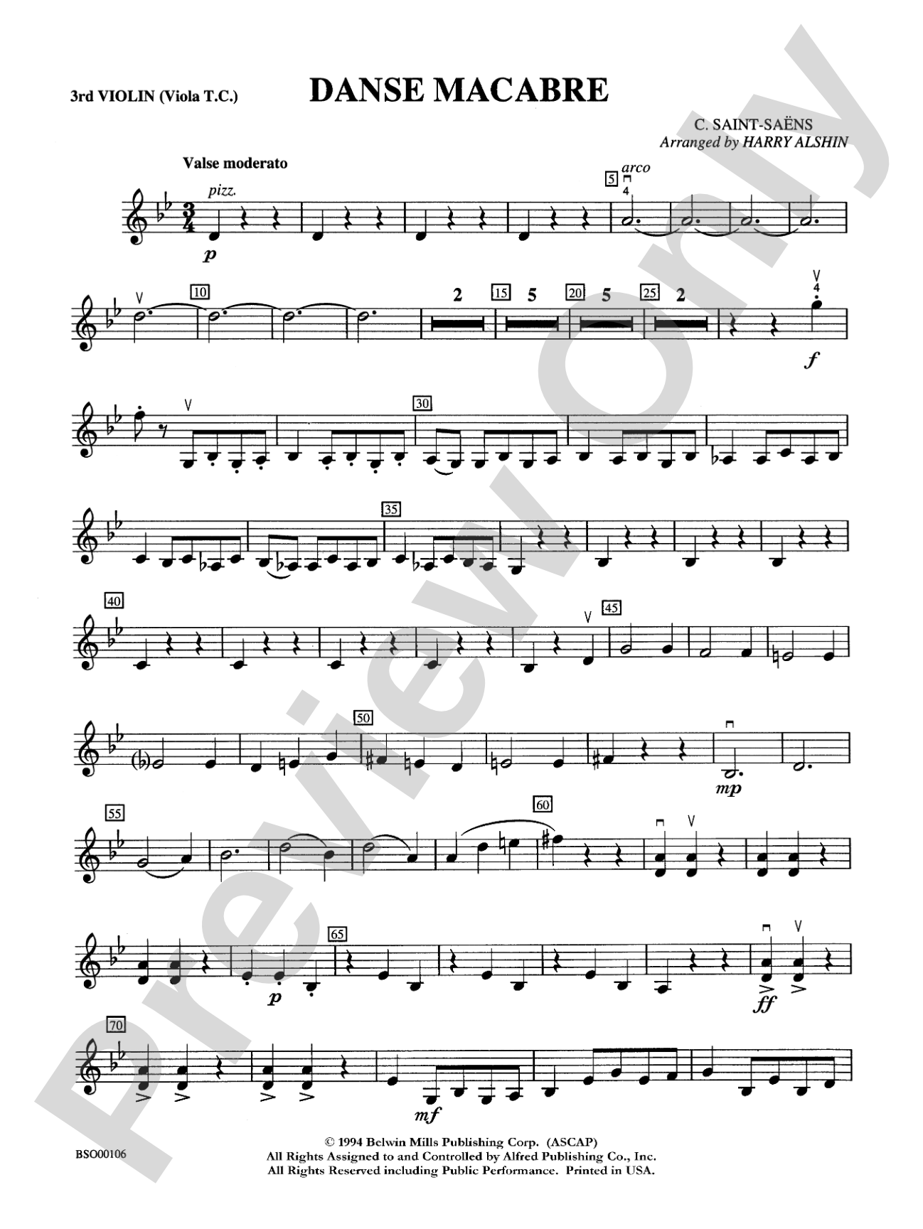 Danse Macabre: 3rd Violin (Viola [TC])