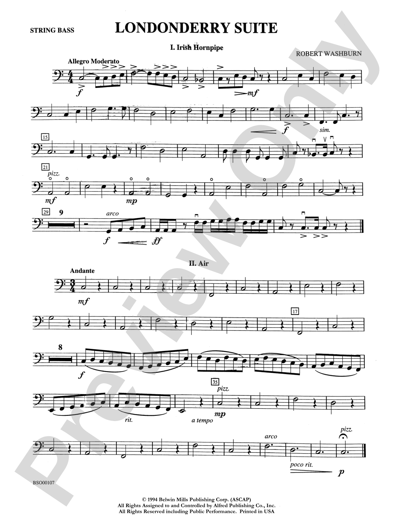 Londonderry Suite: String Bass