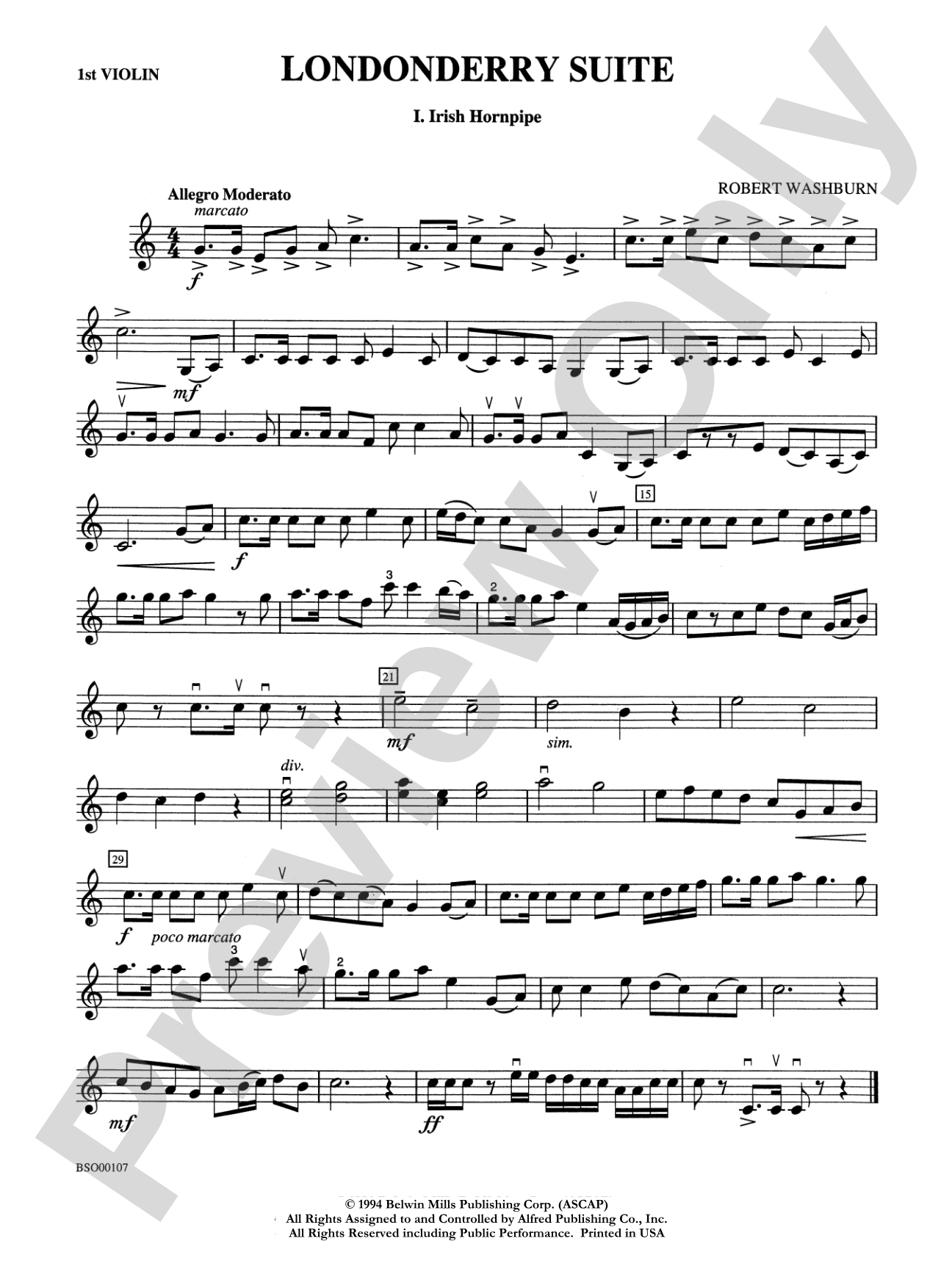 Londonderry Suite: 1st Violin