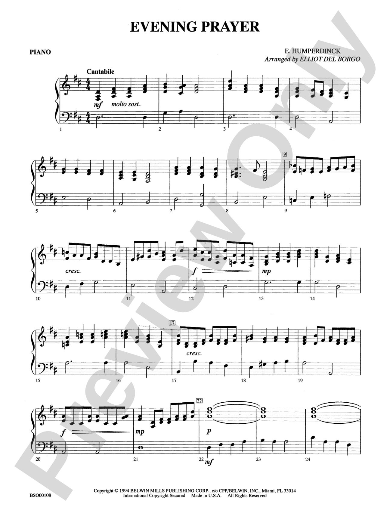 Evening Prayer: Piano Accompaniment