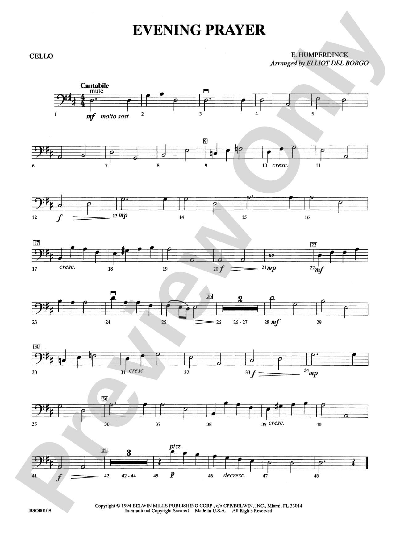 Evening Prayer: Cello