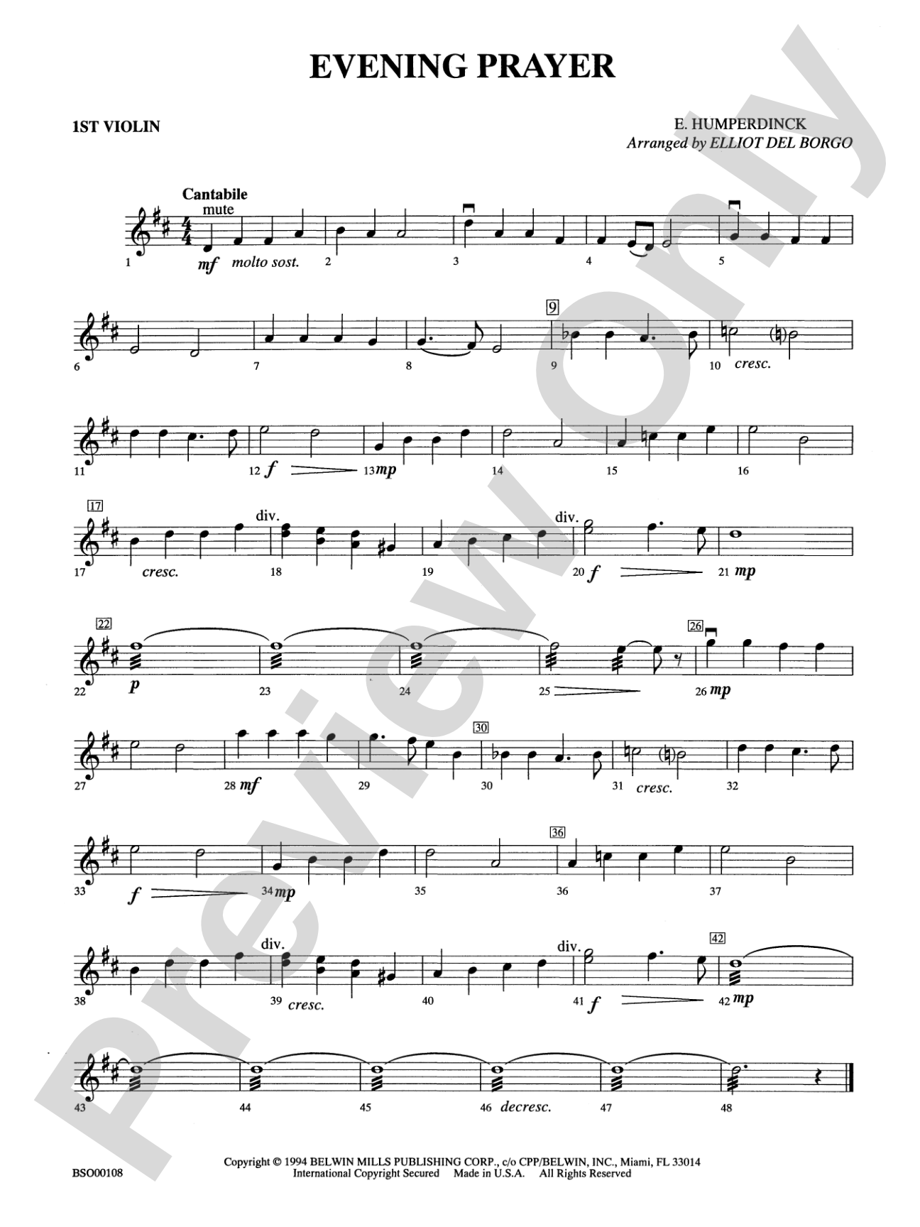 Evening Prayer: 1st Violin