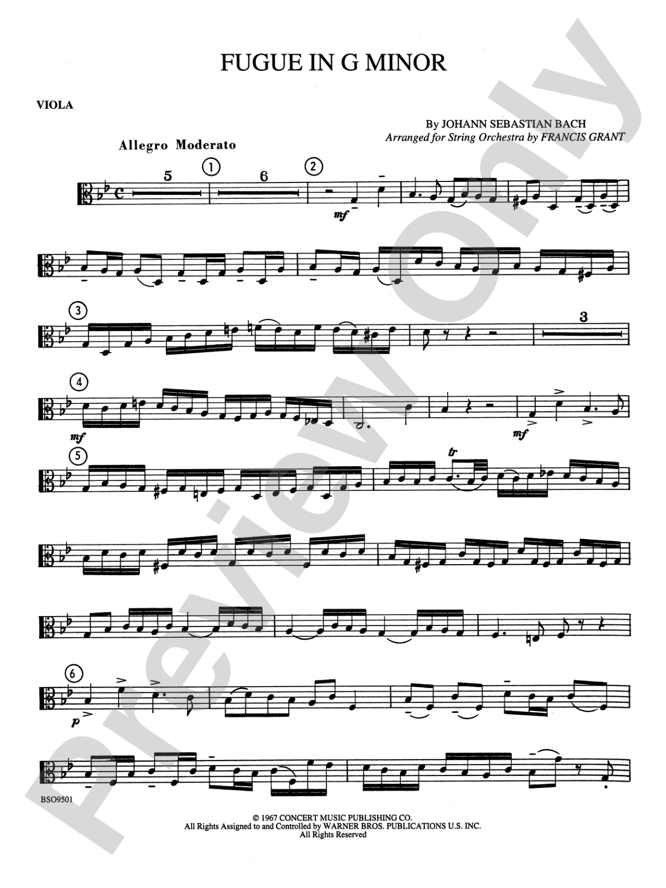 Fugue in G Minor (The "Little"): Viola