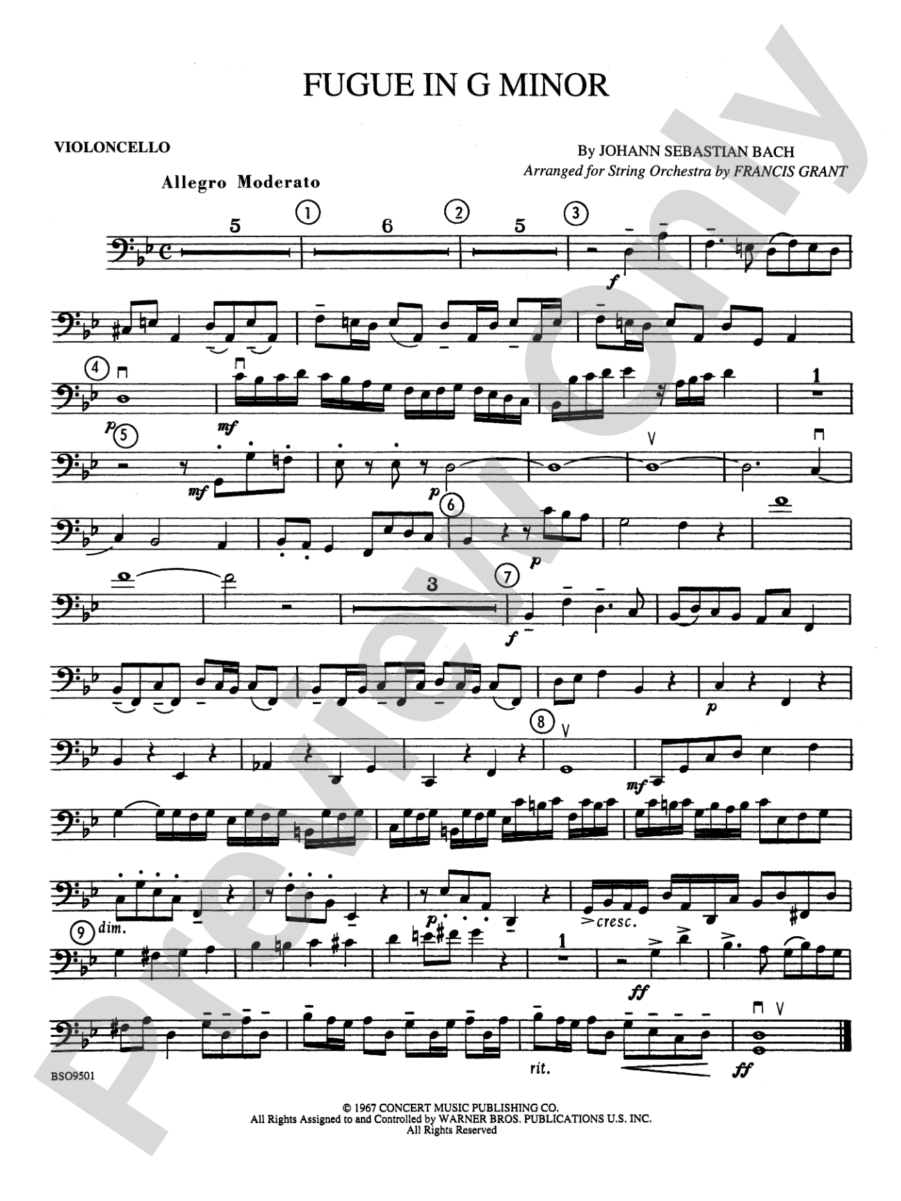 Fugue in G Minor (The "Little"): Cello