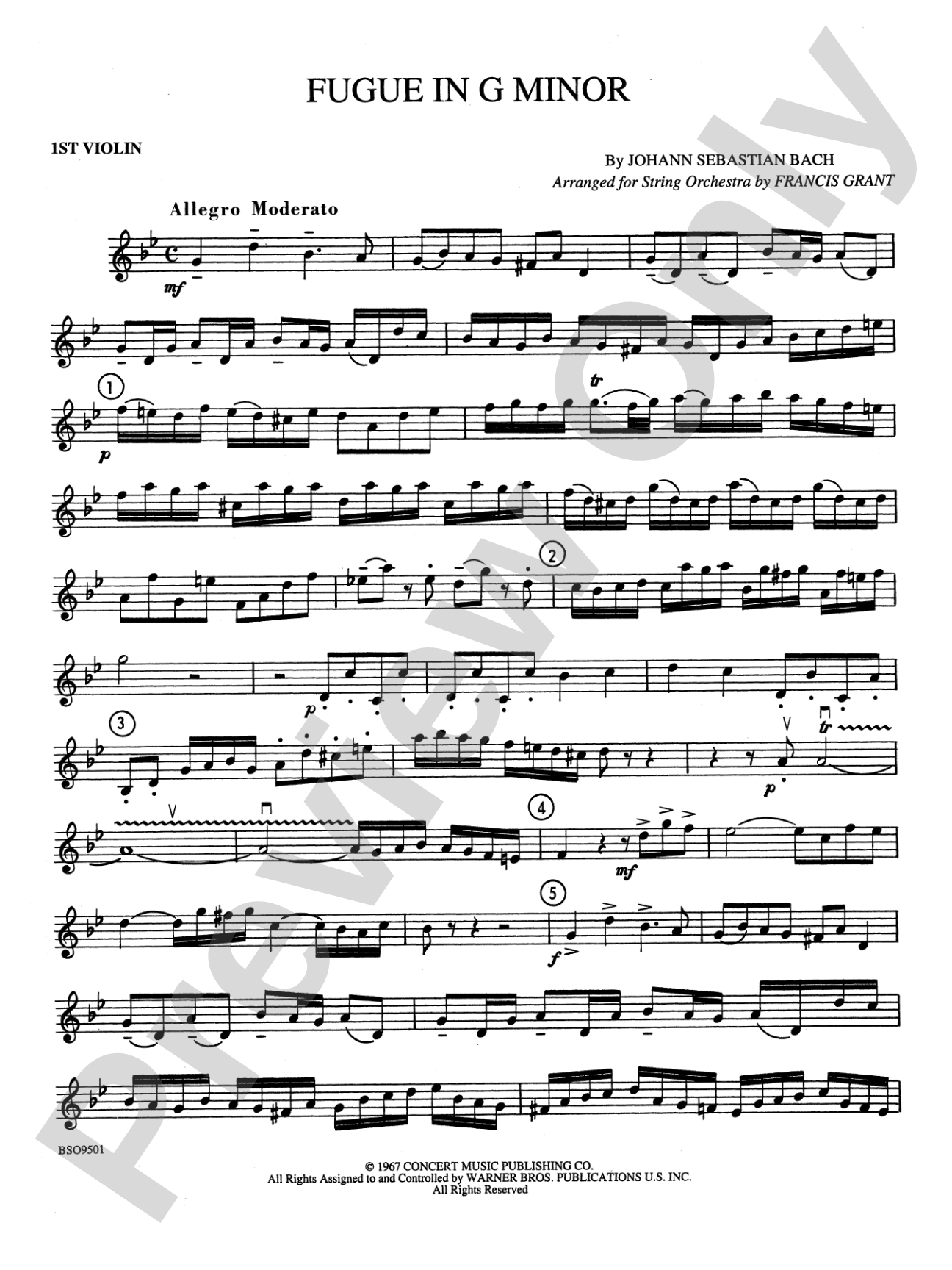 Fugue in G Minor (The "Little"): 1st Violin