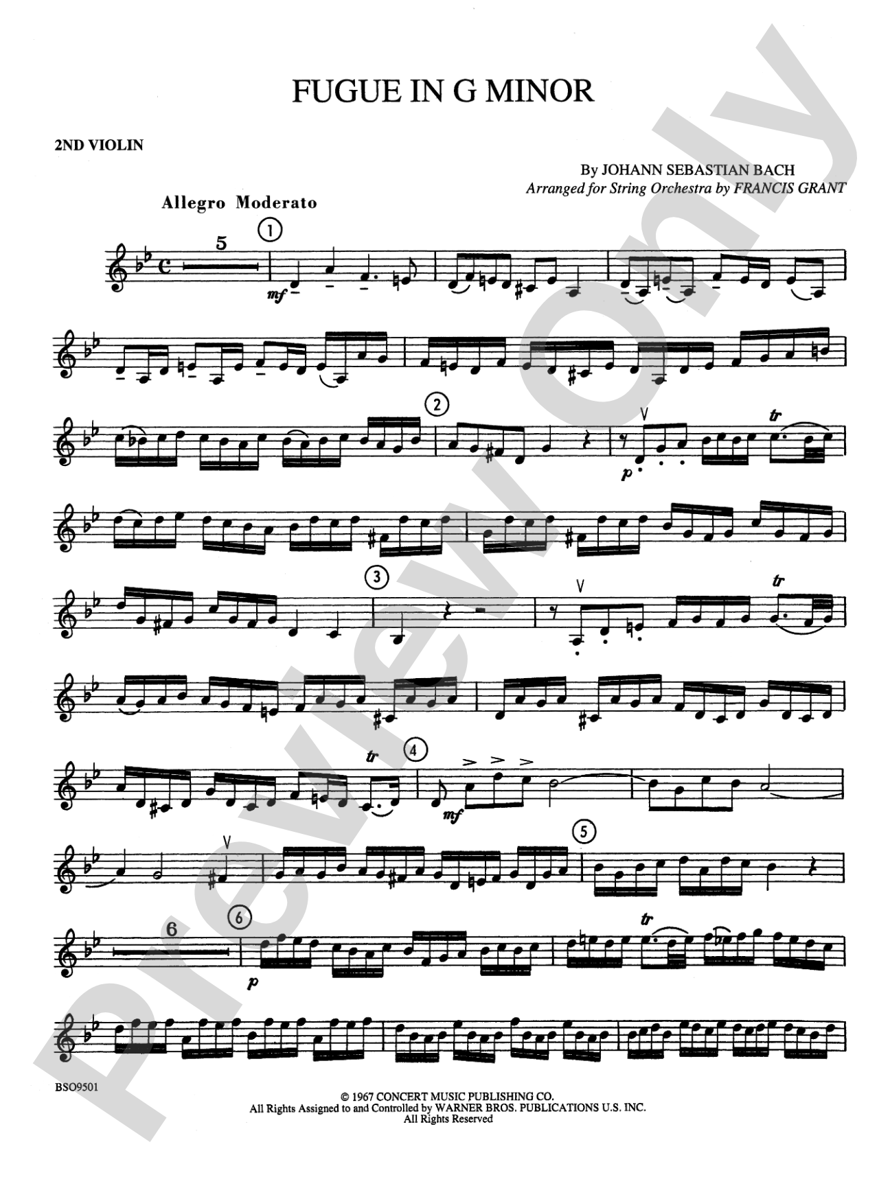 Fugue in G Minor (The "Little"): 2nd Violin