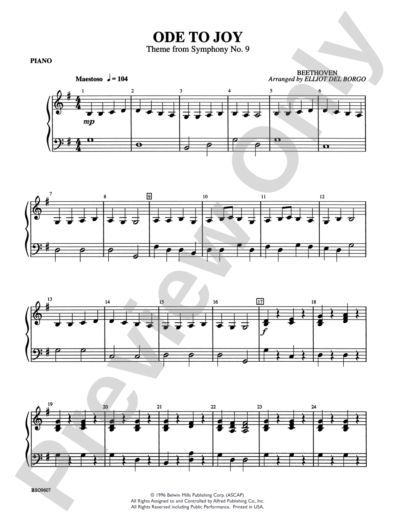 Ode to Joy: Piano Accompaniment