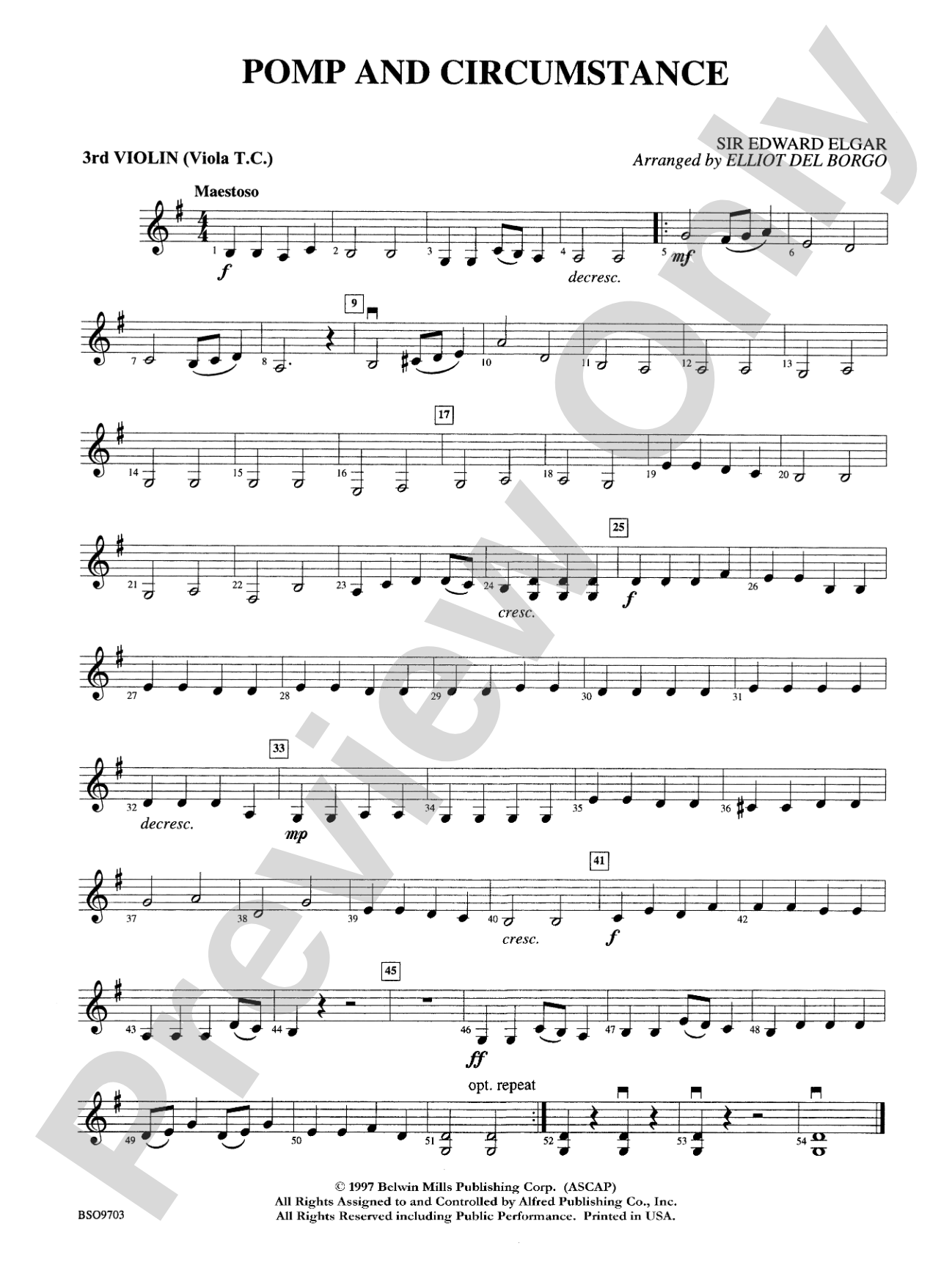 Pomp and Circumstance: 3rd Violin (Viola [TC])