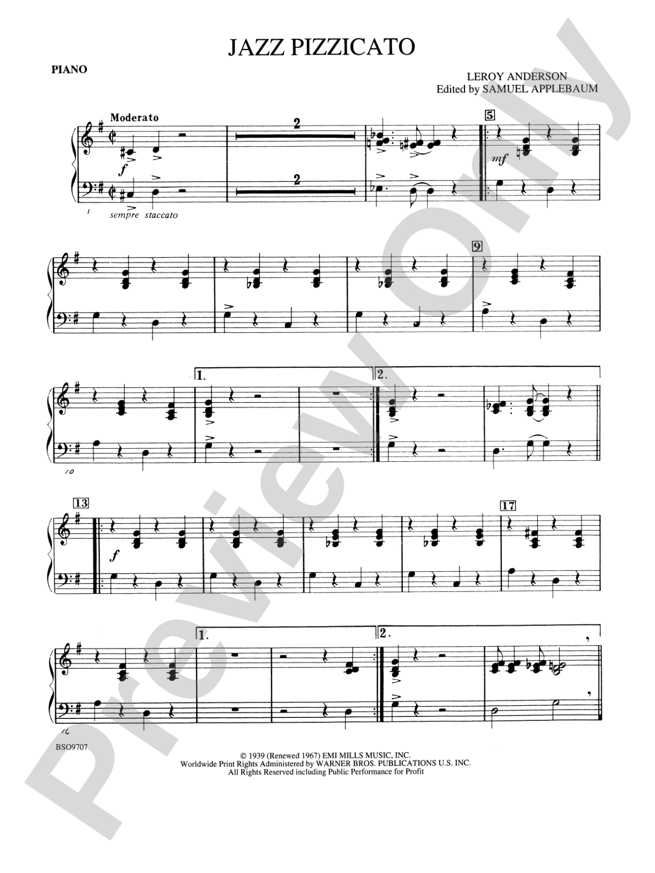 Jazz Pizzicato: Piano Accompaniment