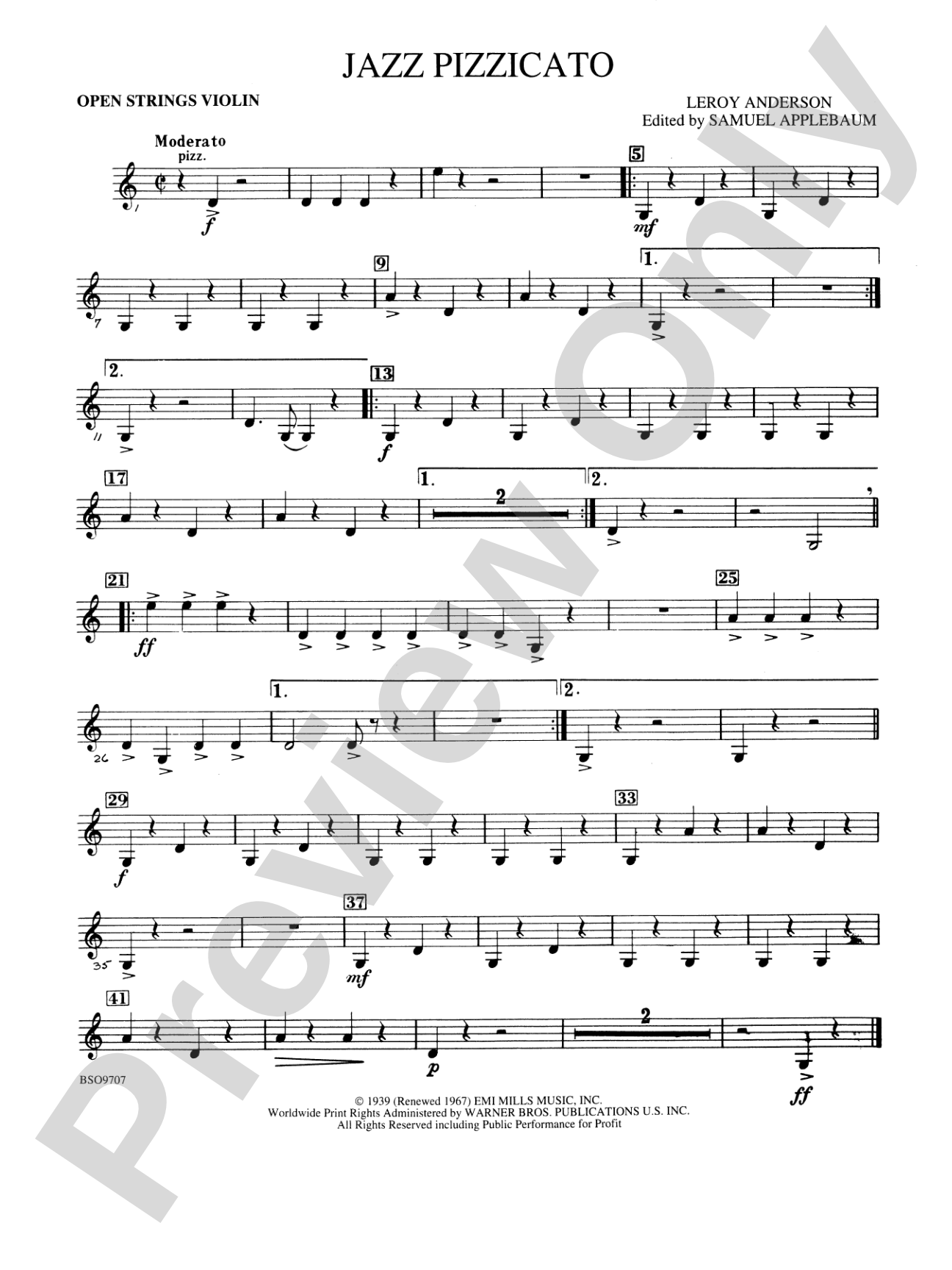 Jazz Pizzicato: Open String Violin