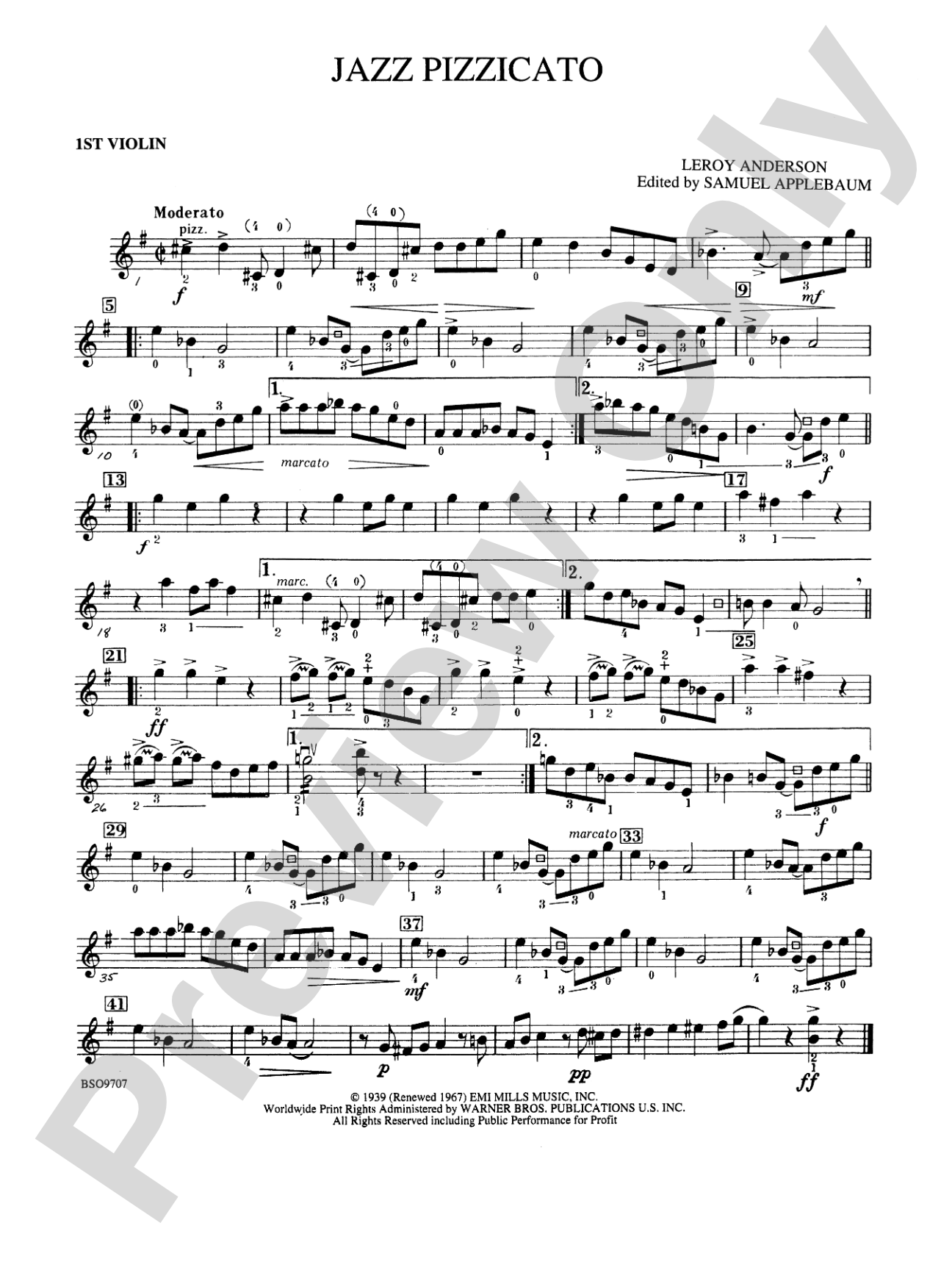 Jazz Pizzicato: 1st Violin