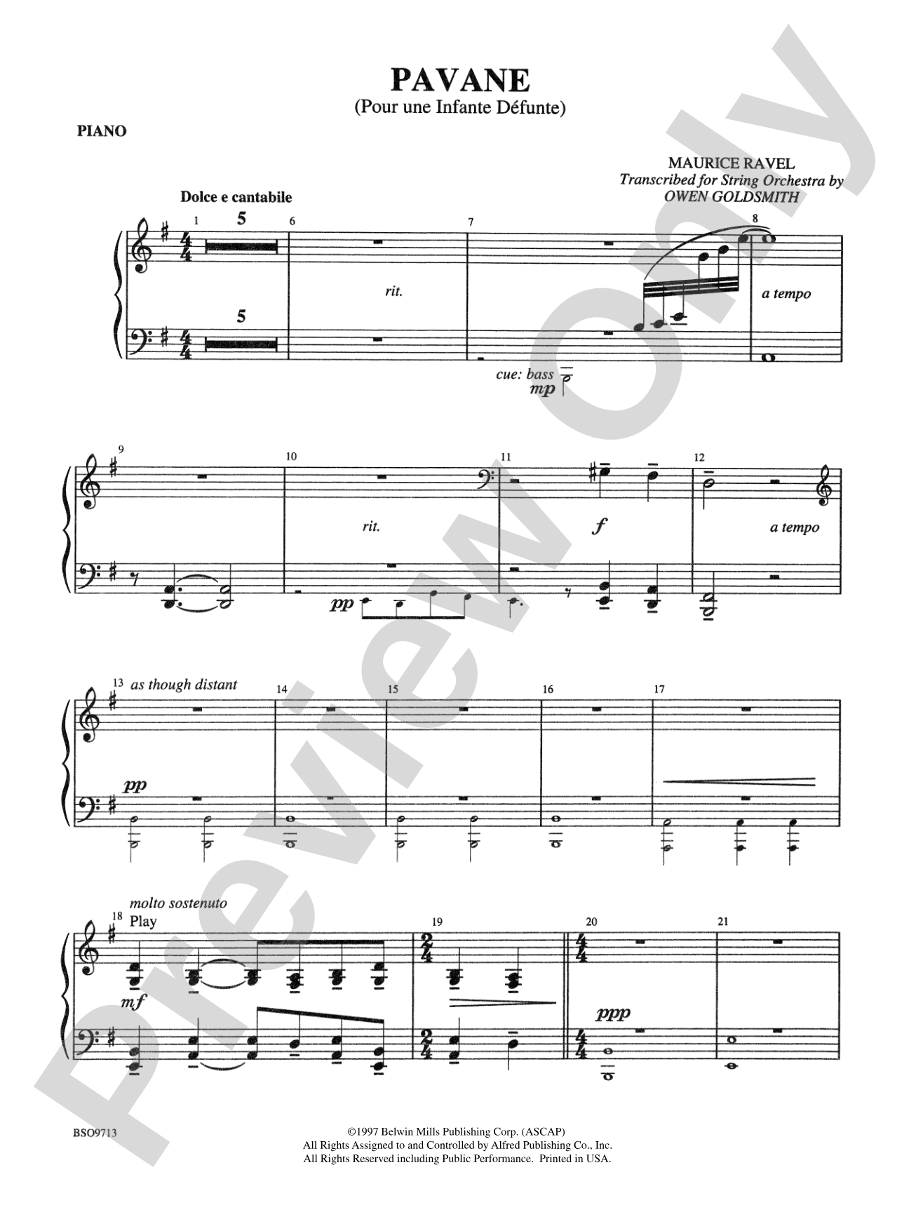 Pavane: Piano Accompaniment
