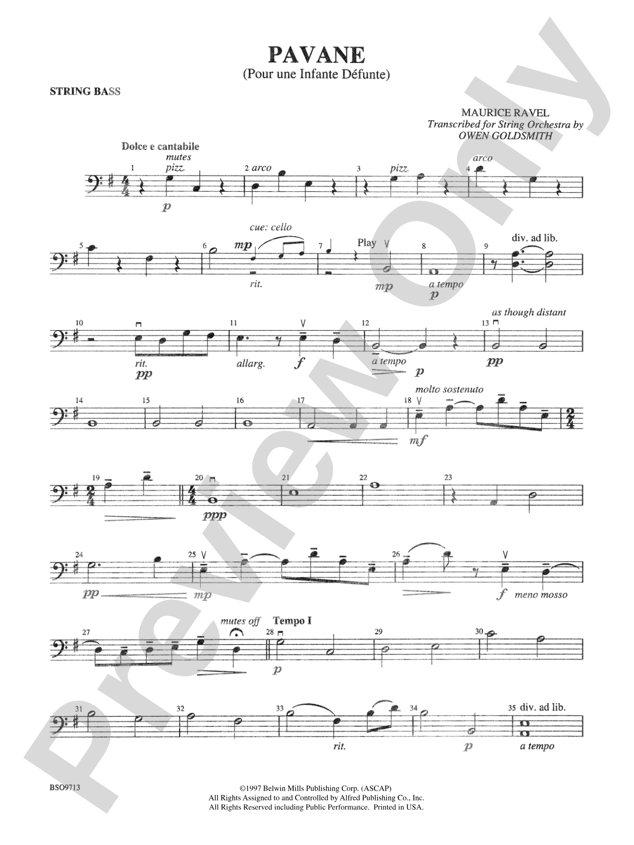 Pavane: String Bass