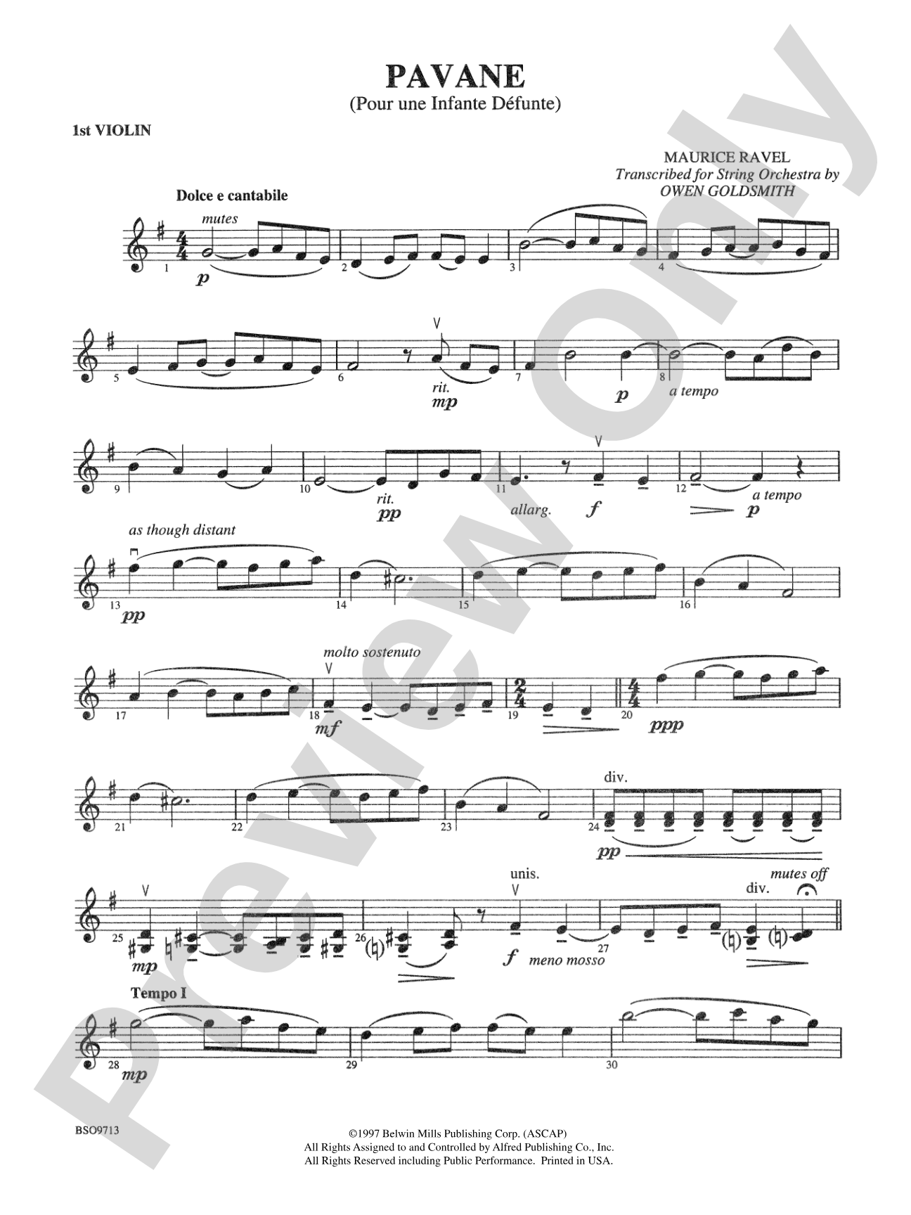 Pavane: 1st Violin