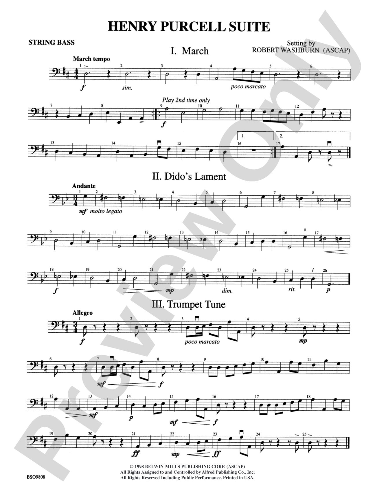 Henry Purcell Suite: String Bass