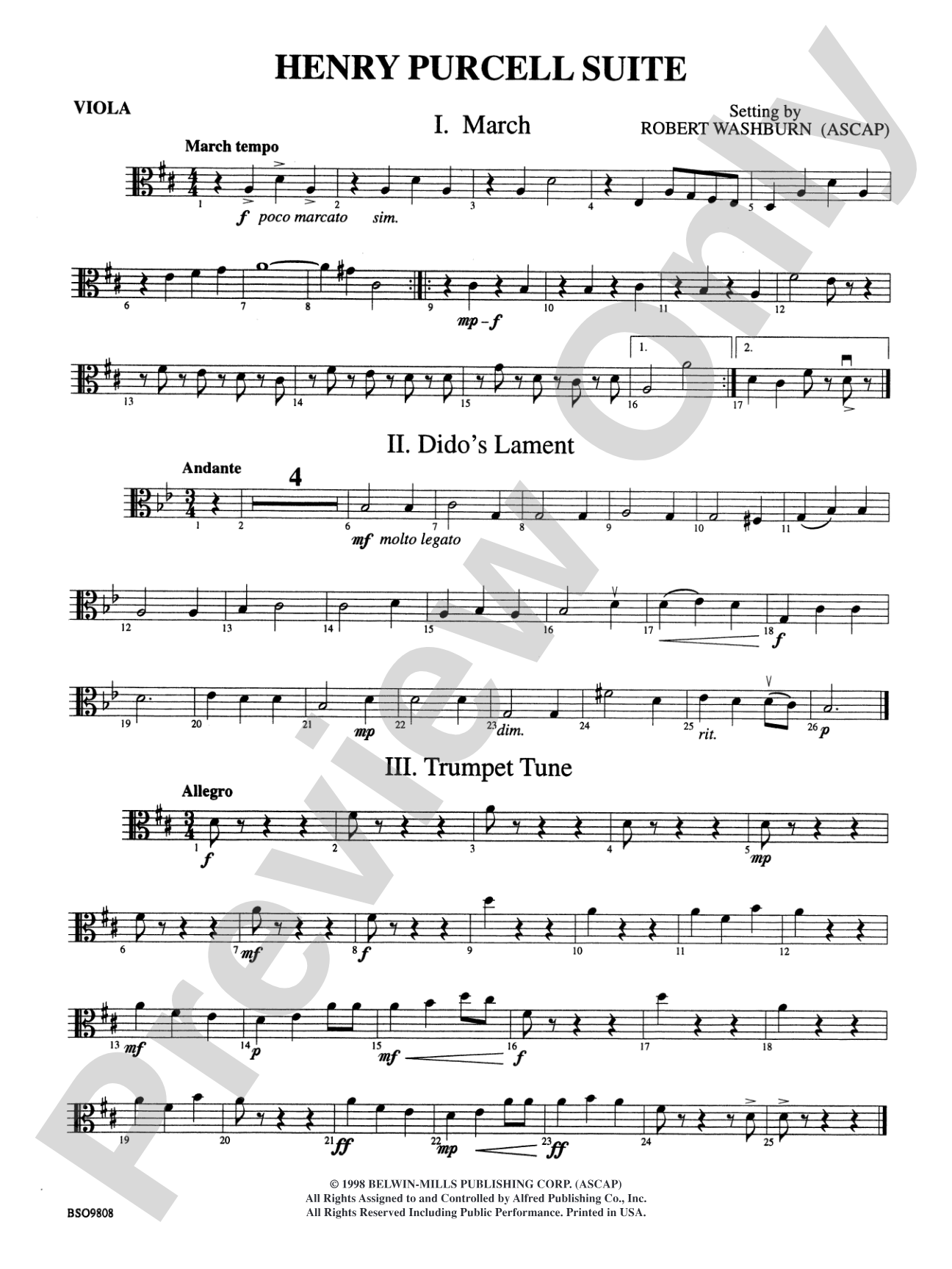 Henry Purcell Suite: Viola