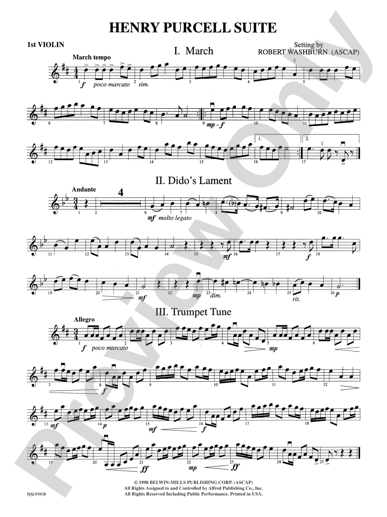 Henry Purcell Suite: 1st Violin
