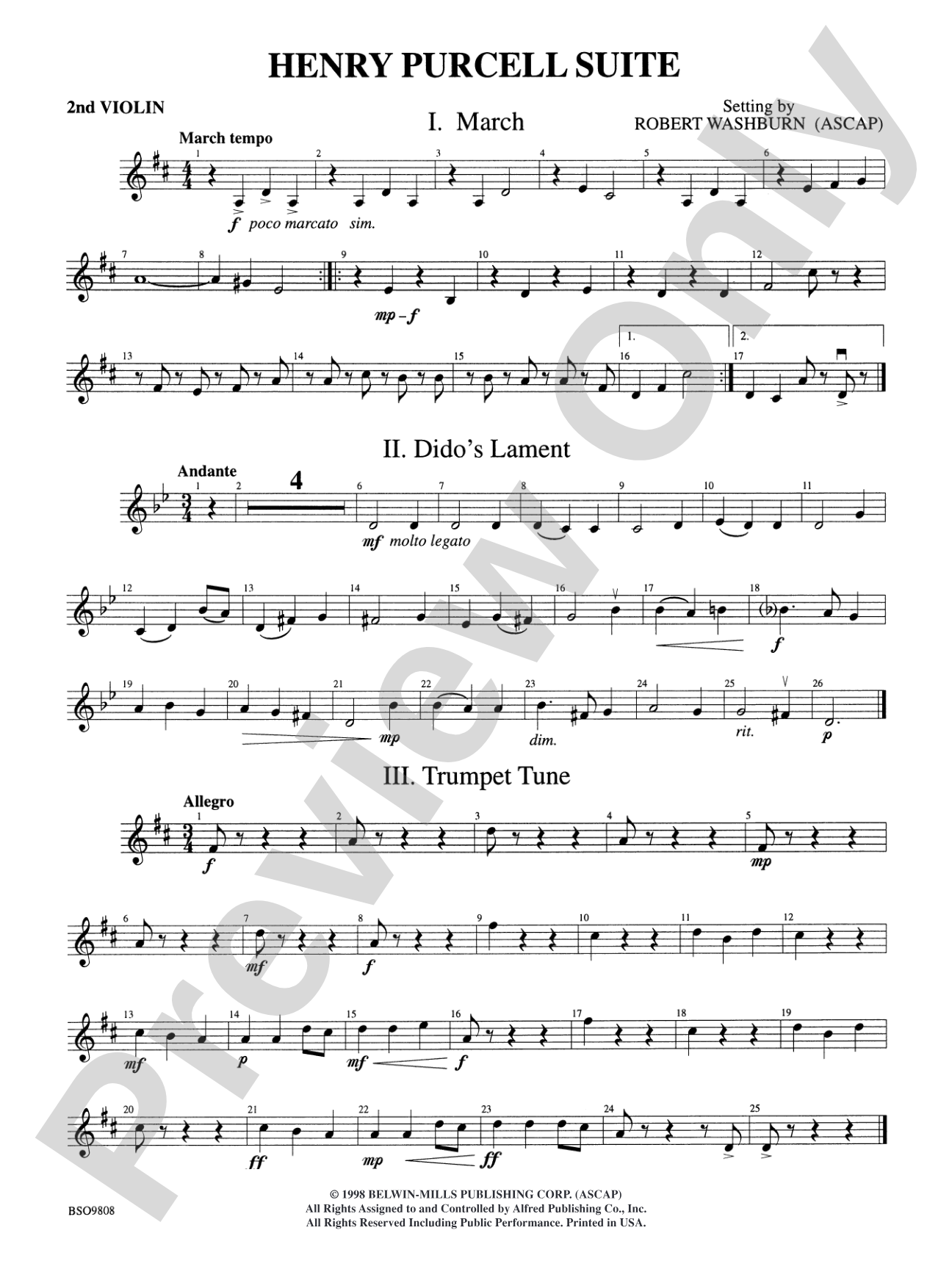 Henry Purcell Suite: 2nd Violin