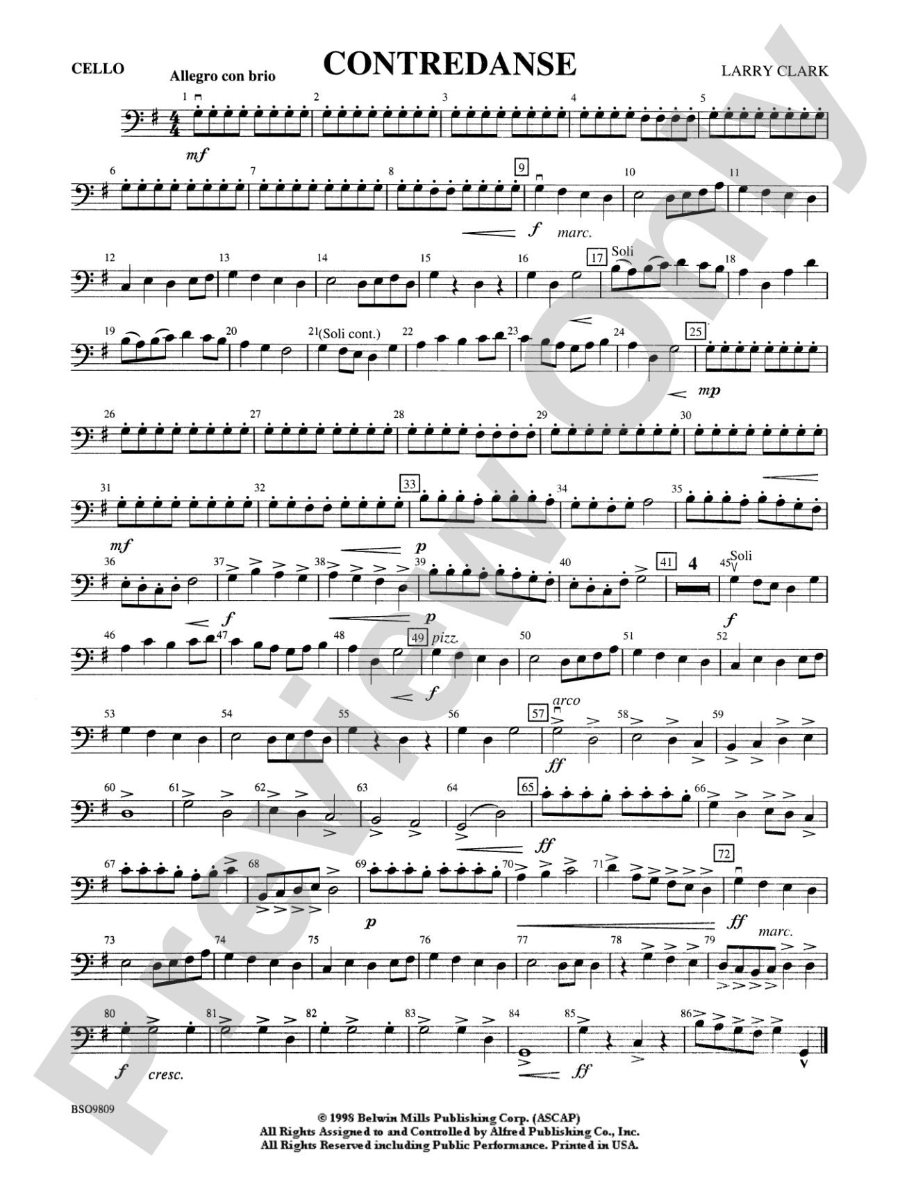 Contredanse: Cello