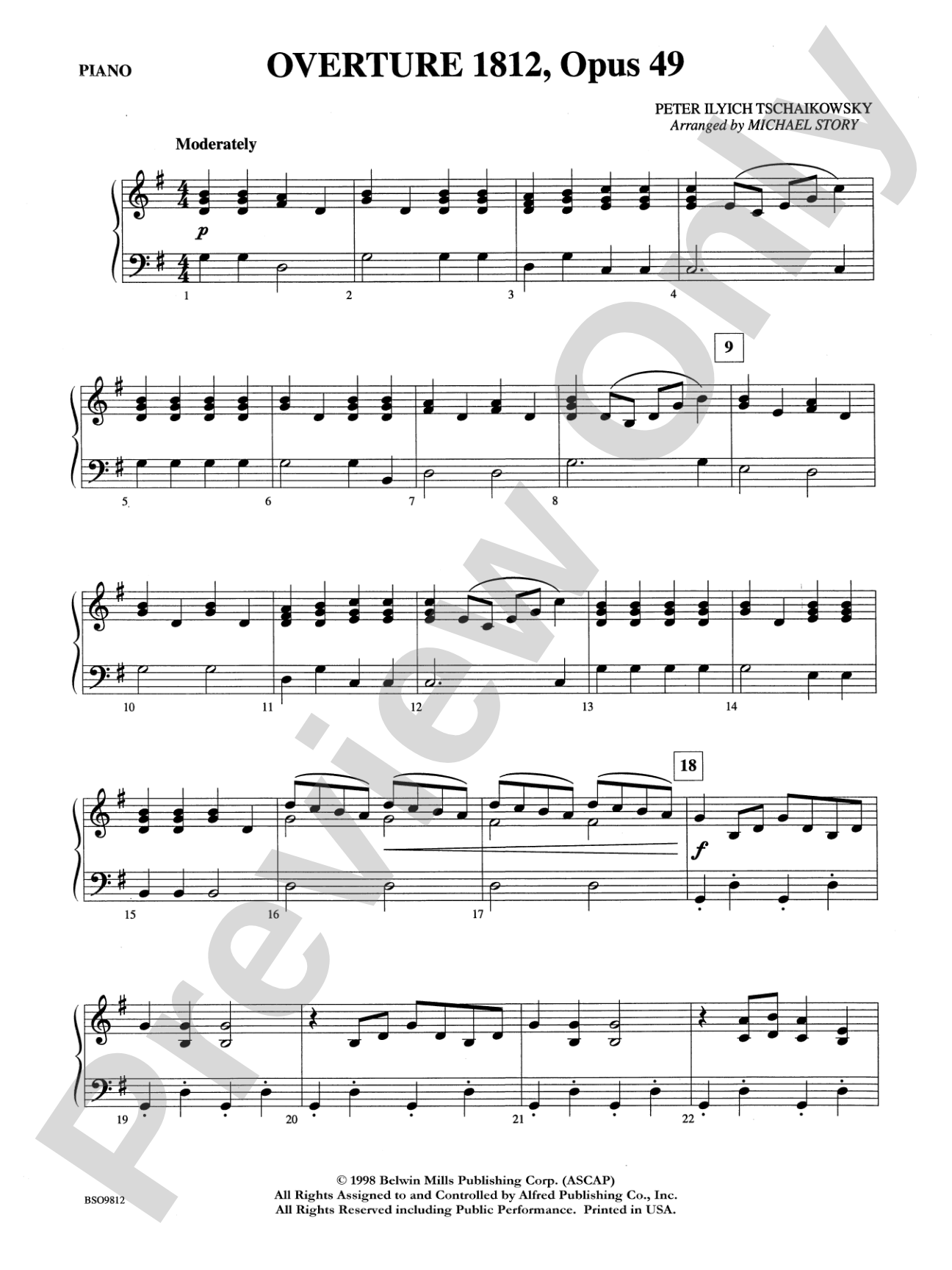 Overture 1812, Opus 49: Piano Accompaniment