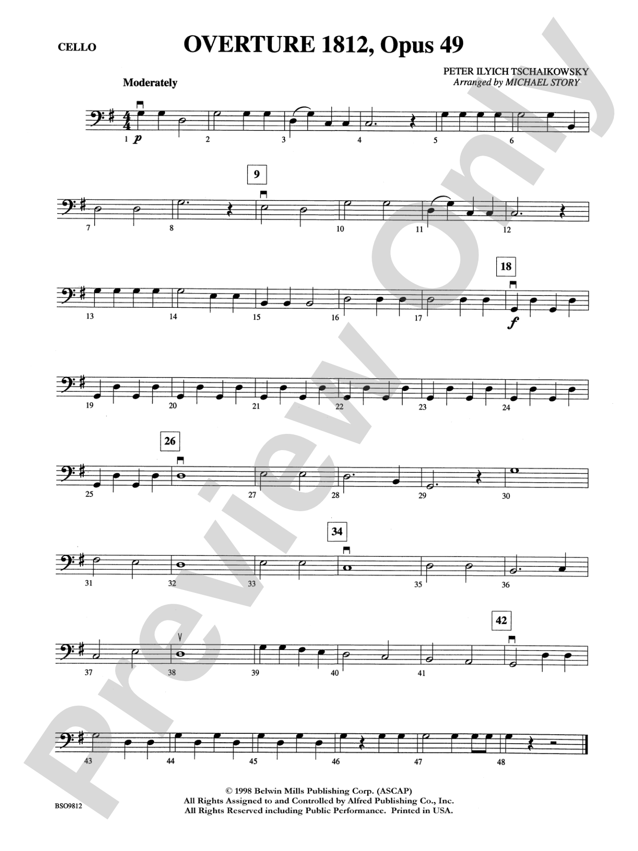 Overture 1812, Opus 49: Cello