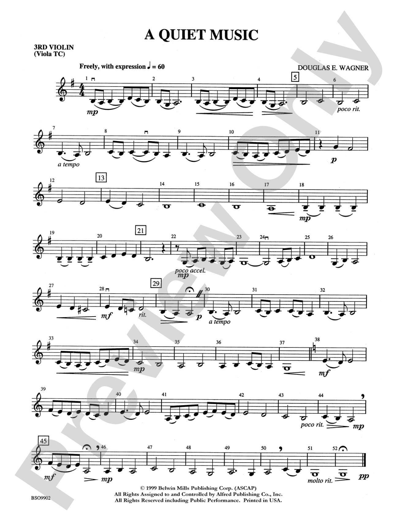 A Quiet Music: 3rd Violin (Viola [TC])