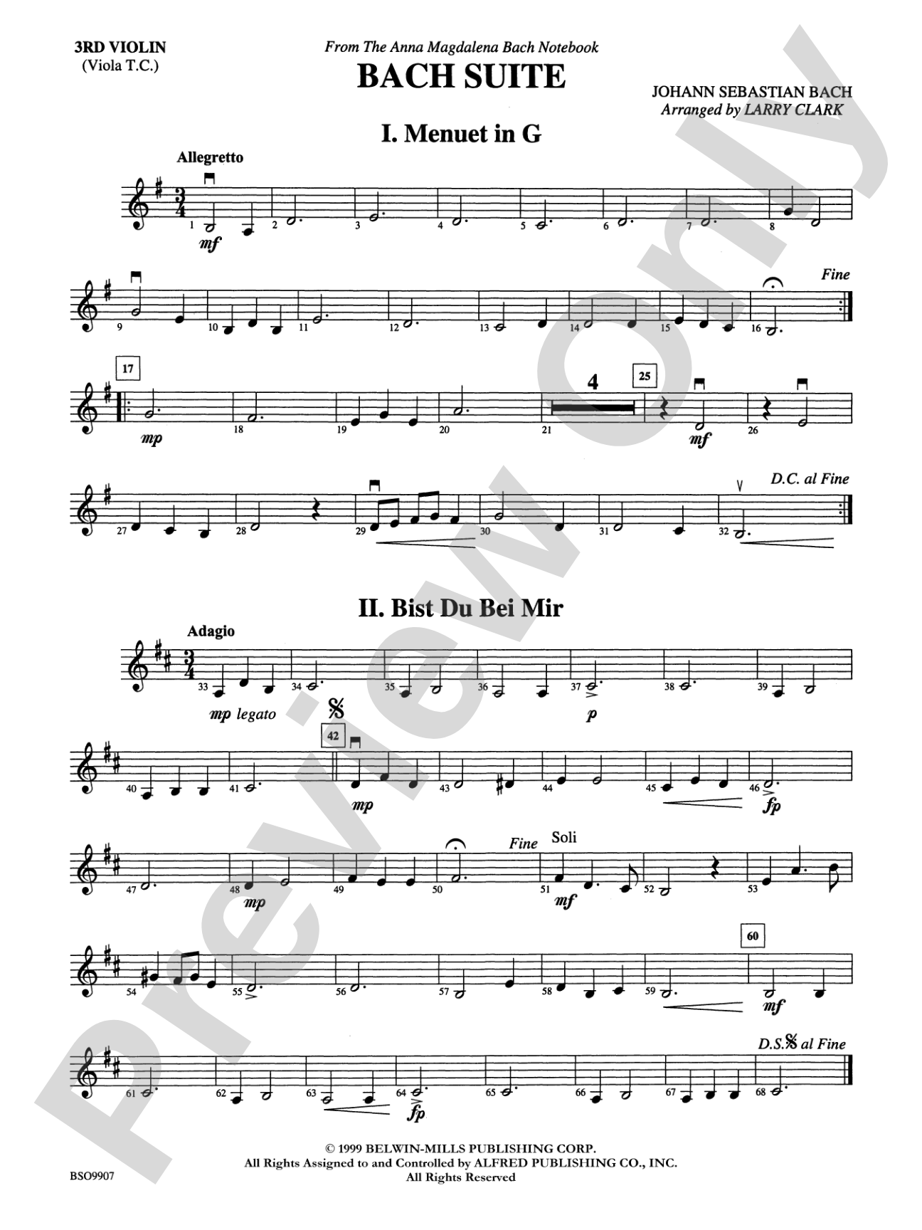 A Bach Suite: 3rd Violin (Viola [TC])