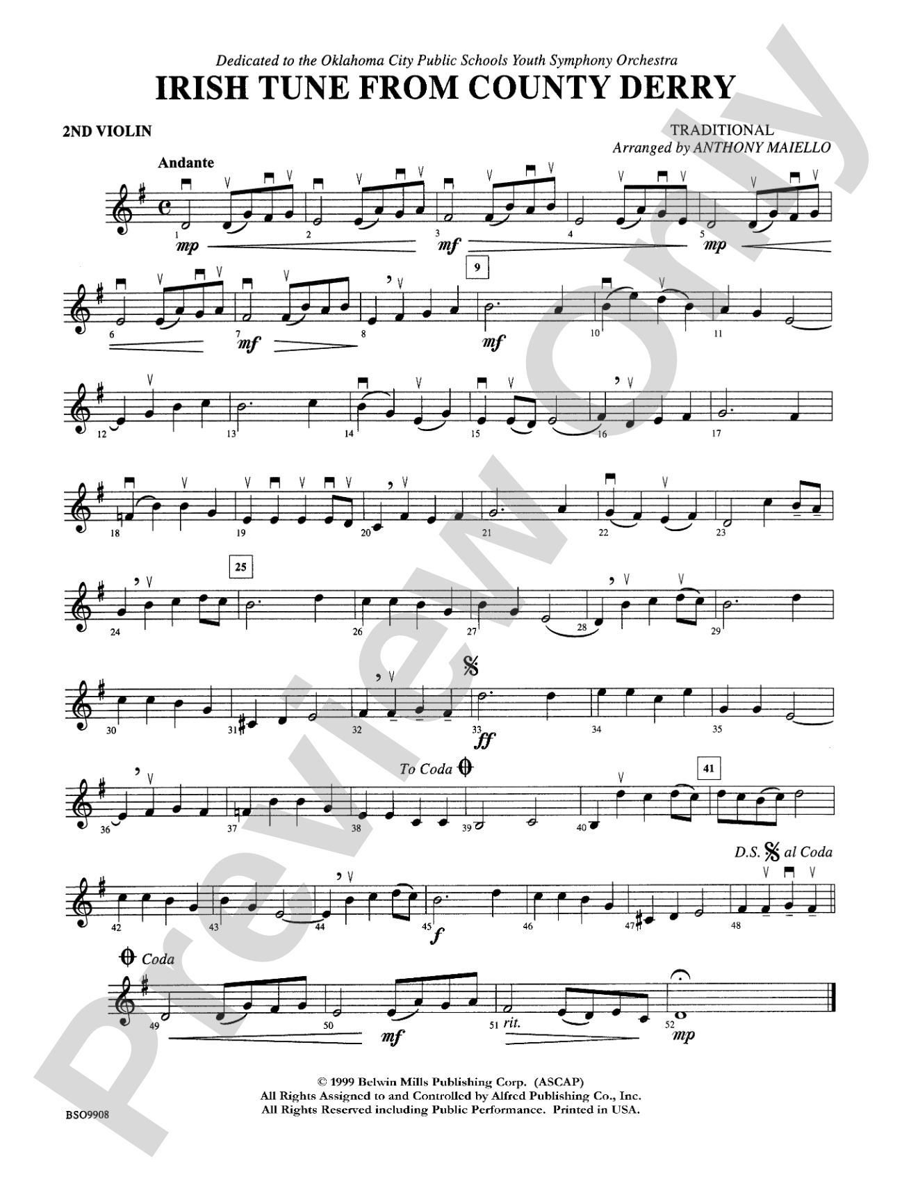Irish Tune from County Derry: 2nd Violin